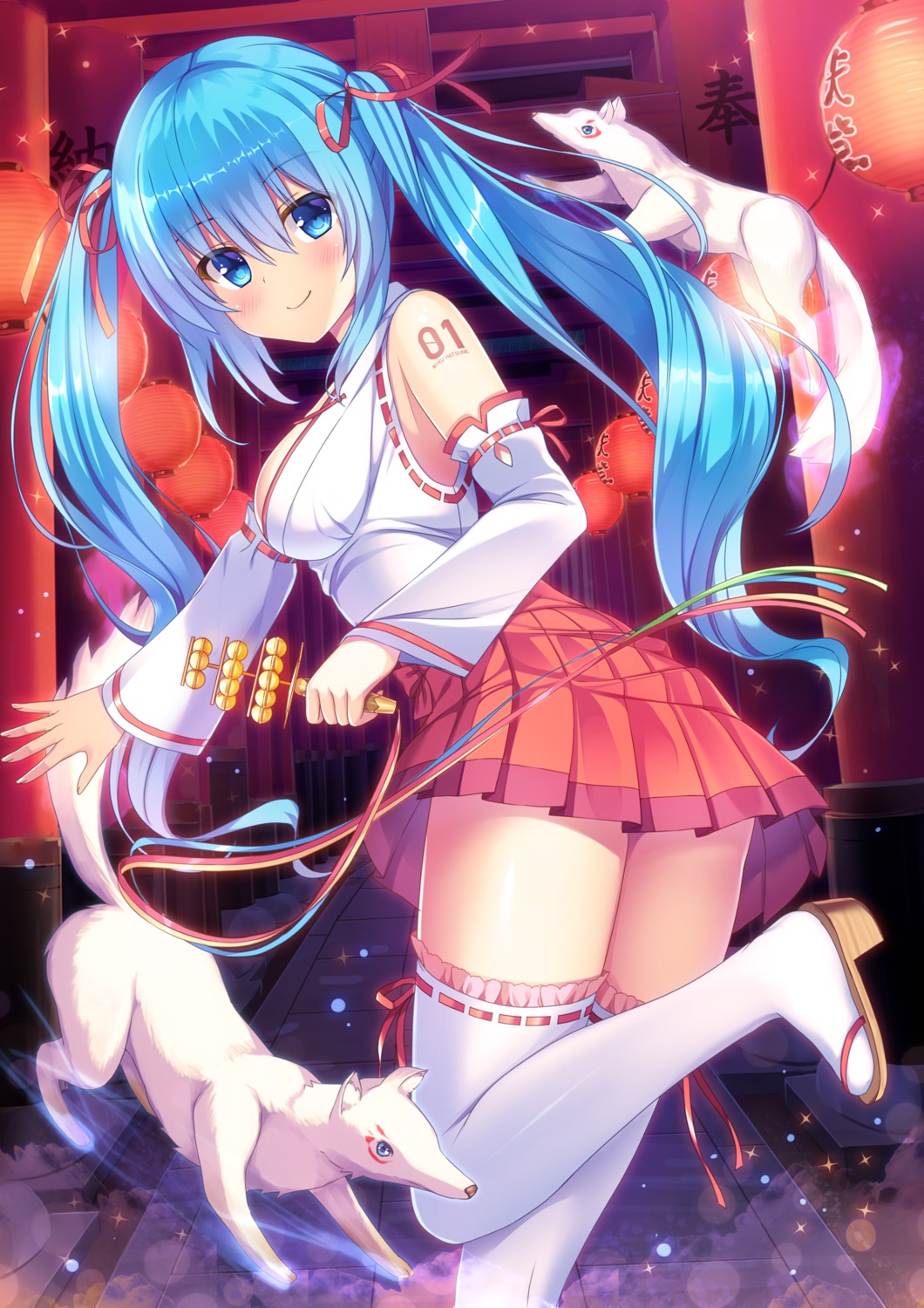 hatsune_miku, heels, miko, tattoo, thighhighs, umitonakai, vocaloid
