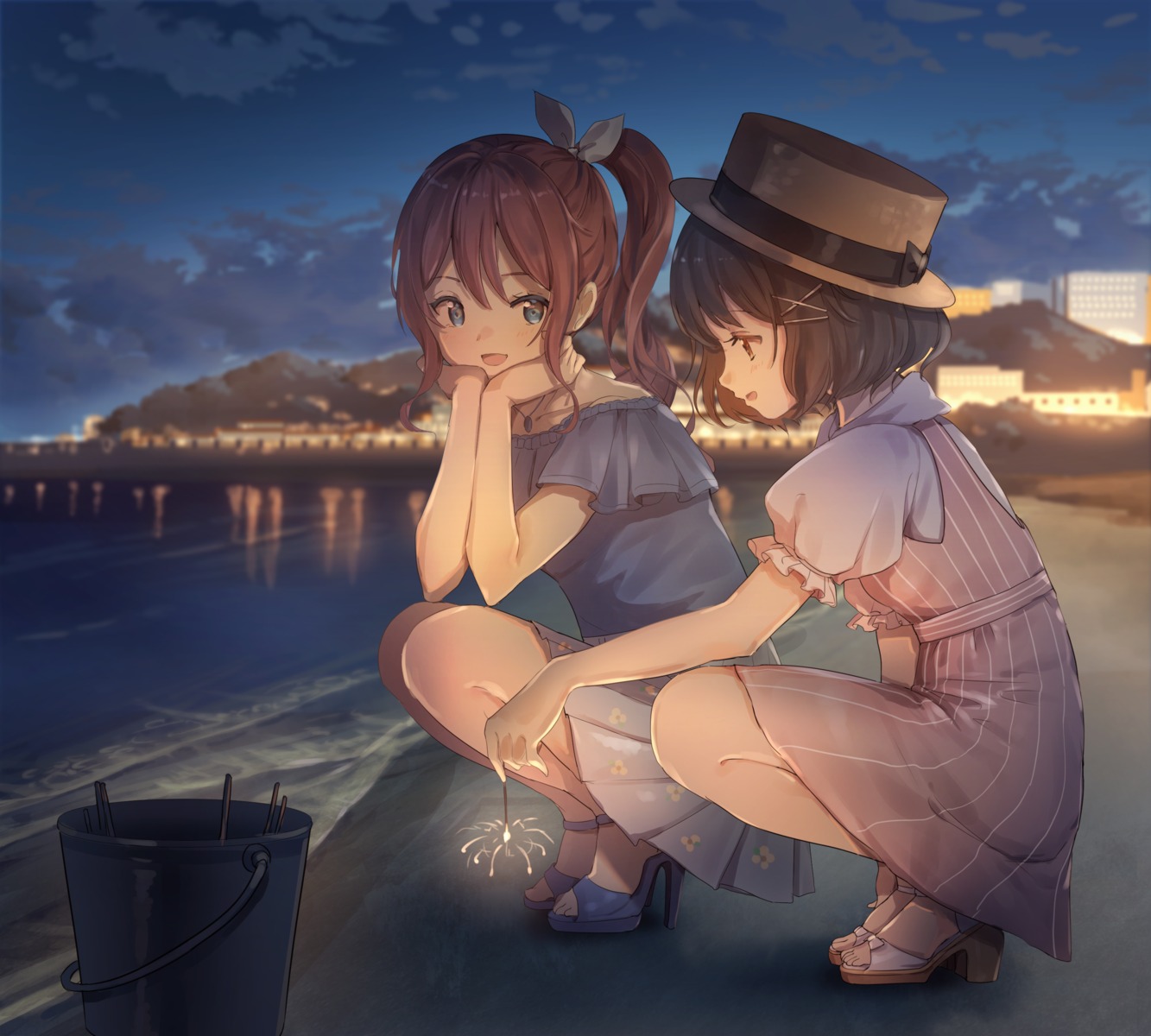 bang_dream!, dress, heels, nogi_momoko, ushigome_rimi, yamabuki_saaya