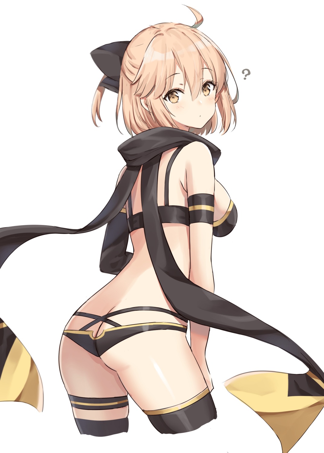 ass, bikini, fate/grand_order, garter, okita_souji_(fate), swimsuits, thighhighs, yuzu-aki