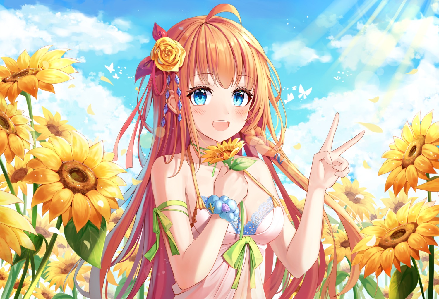 breast_hold, cleavage, niji_(rudduf232), pecorine, princess_connect!, princess_connect!_re:dive