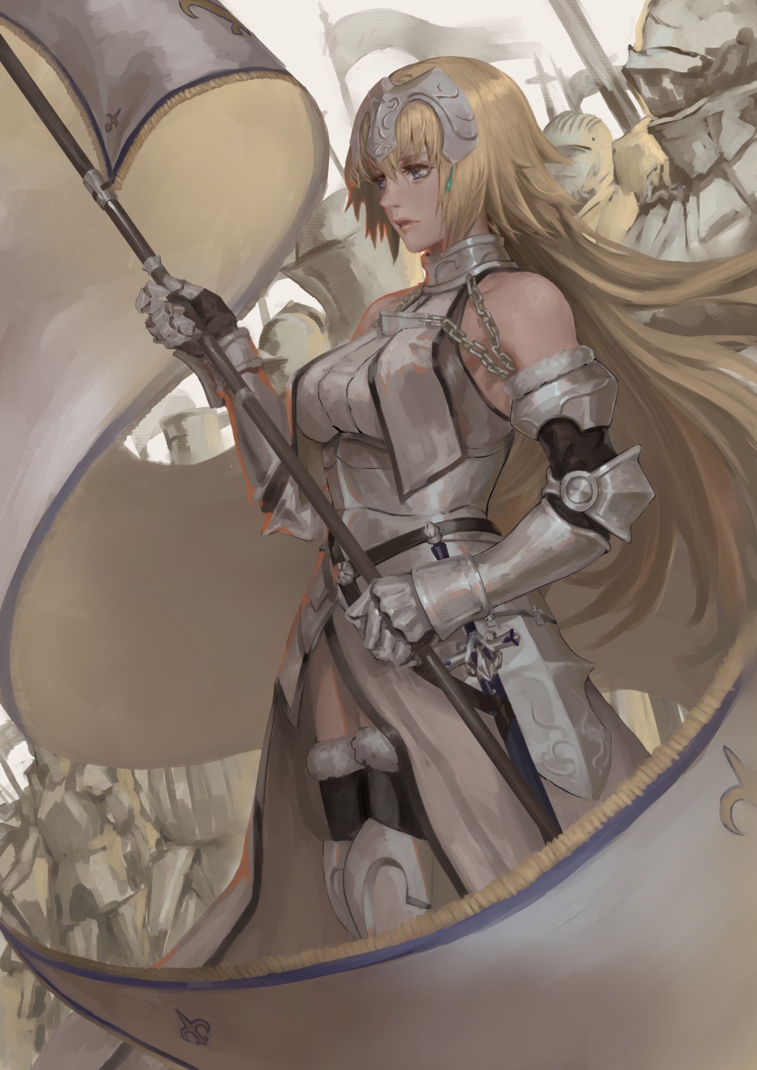armor, fate/apocrypha, fate/grand_order, fate/stay_night, jeanne_d'arc, jeanne_d'arc_(fate), peperon, sword, thighhighs