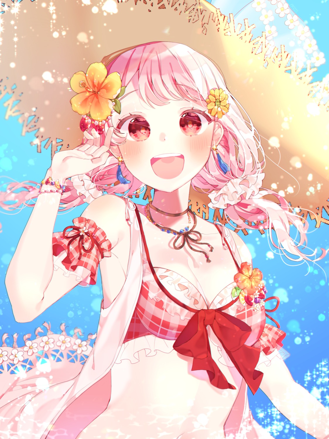 bang_dream!, bikini_top, cleavage, maruyama_aya, open_shirt, patzzi, swimsuits