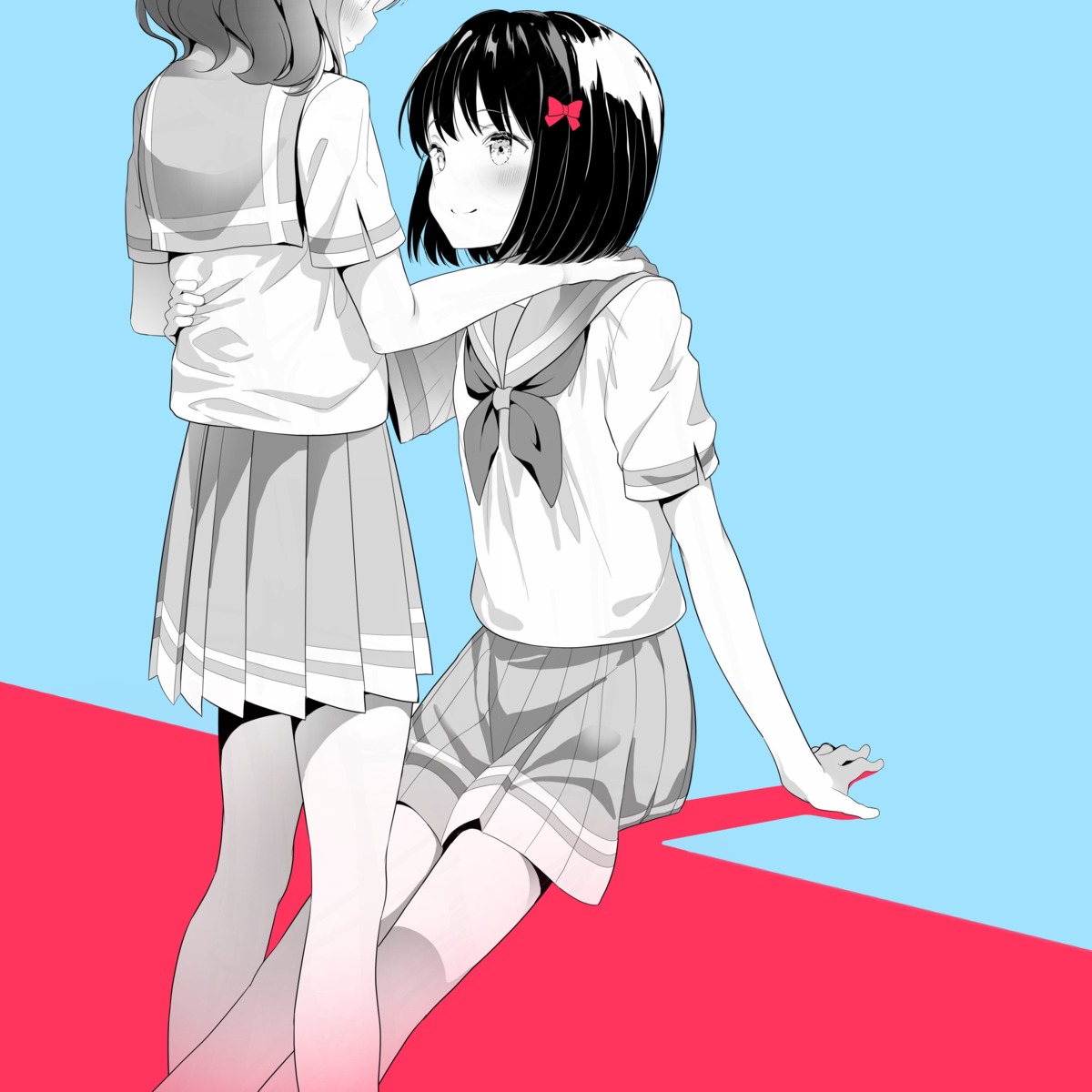 hibike!_euphonium, hisaishi_kanade, oumae_kumiko, seifuku, shiratama_mochi, yuri