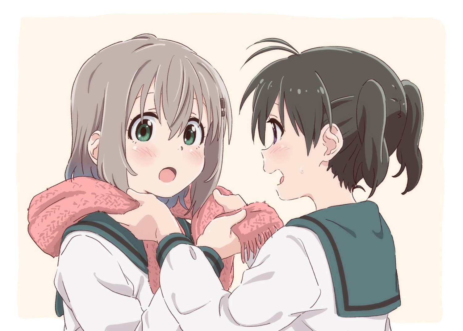 kuraue_hinata, seifuku, shinkai_ryousuke, yama_no_susume, yukimura_aoi