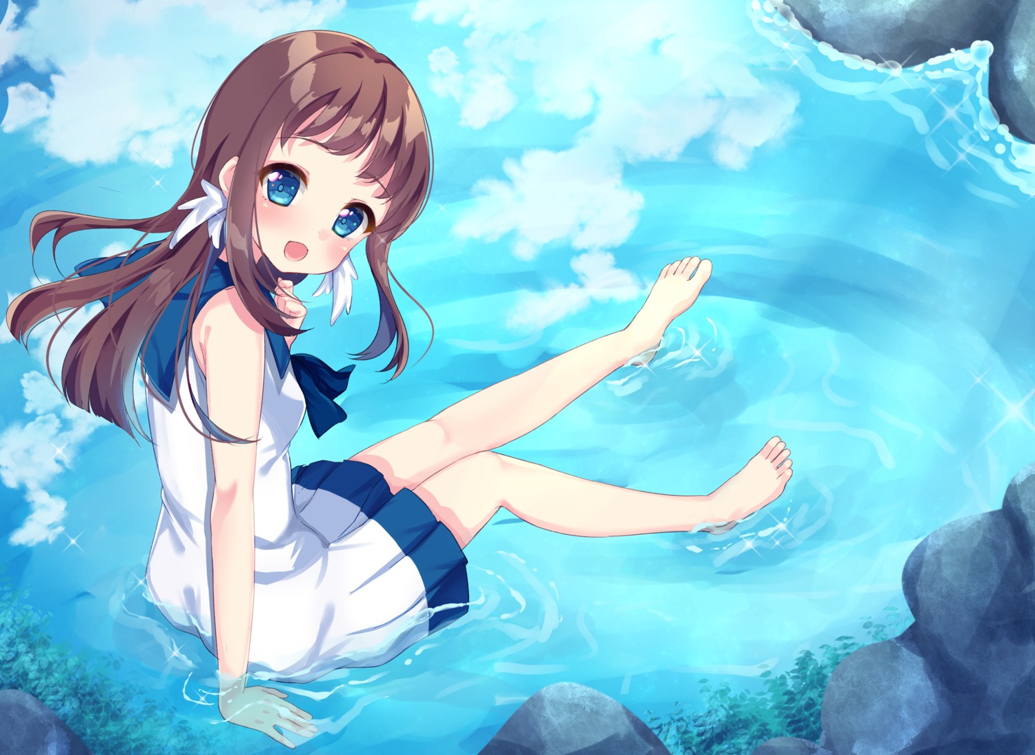 mukaido_manaka, nagi_no_asukara, seifuku, suzu_(minagi), wet