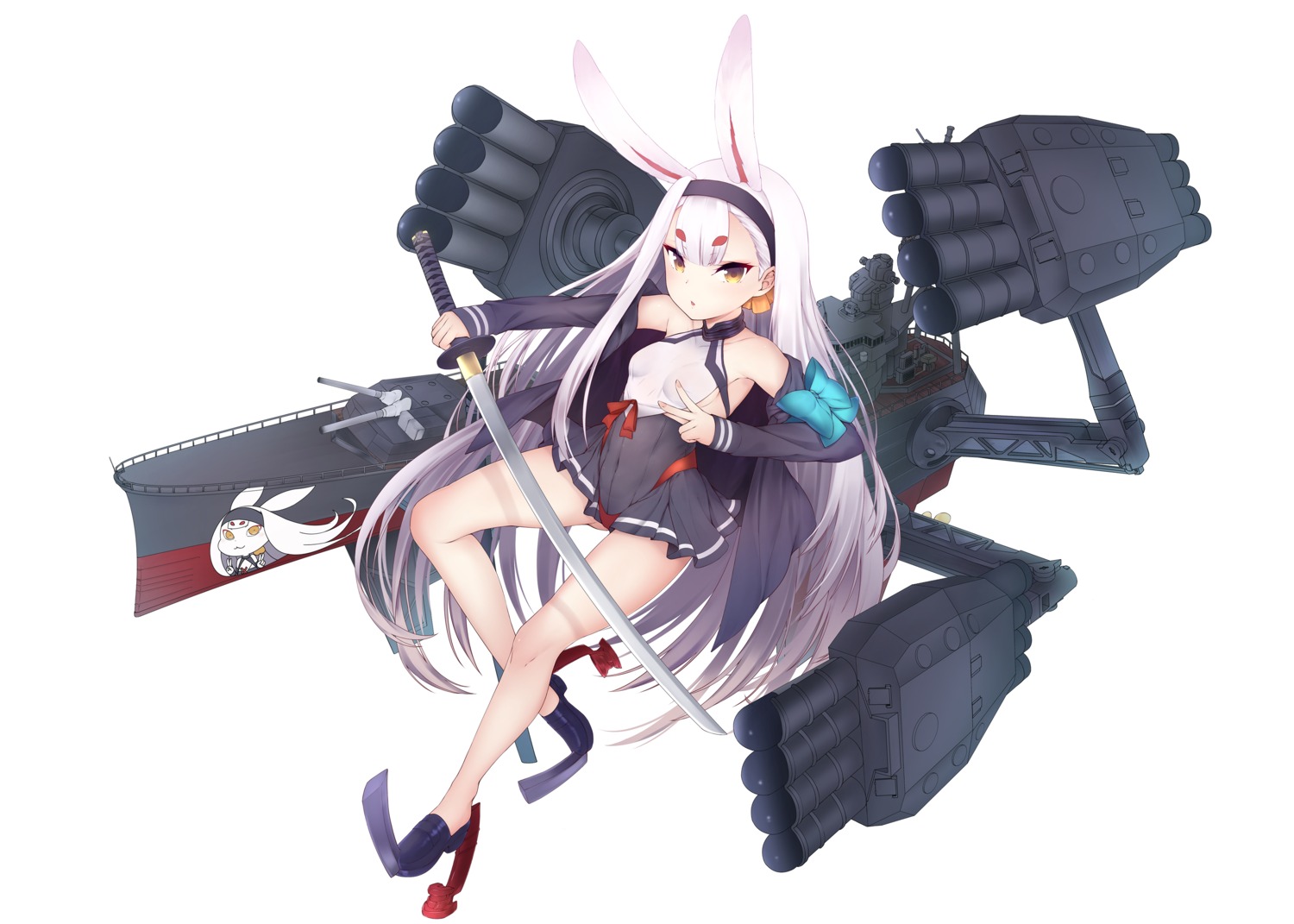 animal_ears, azur_lane, azur_lane_crosswave, bunny_ears, john_zerowb, no_bra, pantsu, shimakaze_(azur_lane)