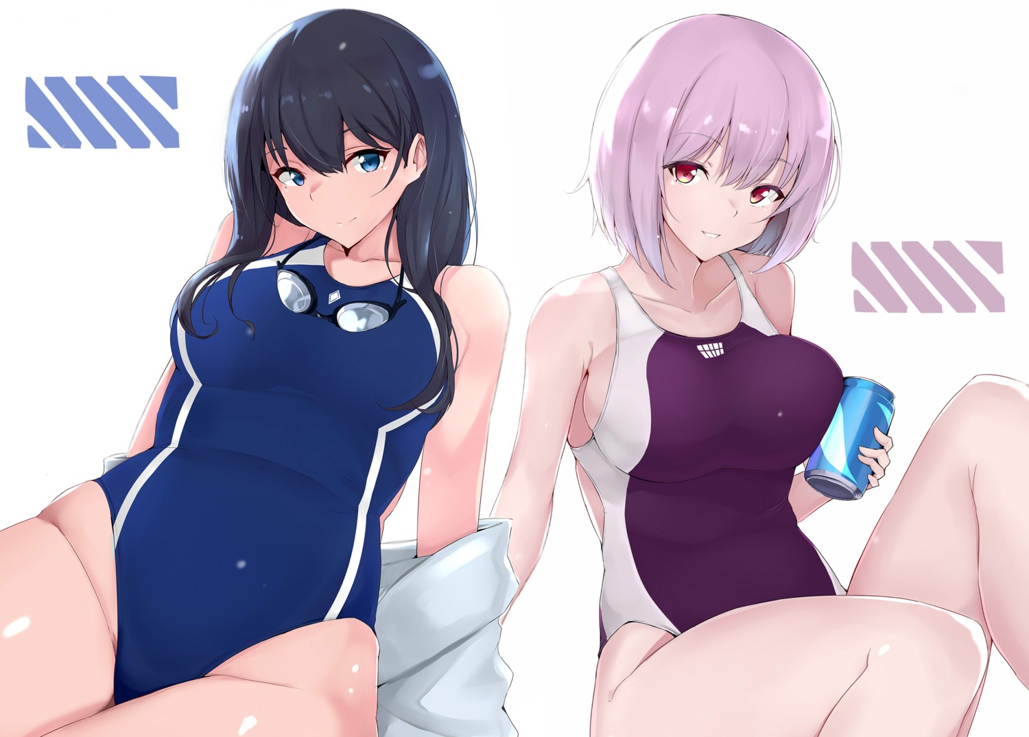 breast_hold, gridman_universe, maruya1006, megane, shinjou_akane, ssss.gridman, swimsuits, takarada_rikka