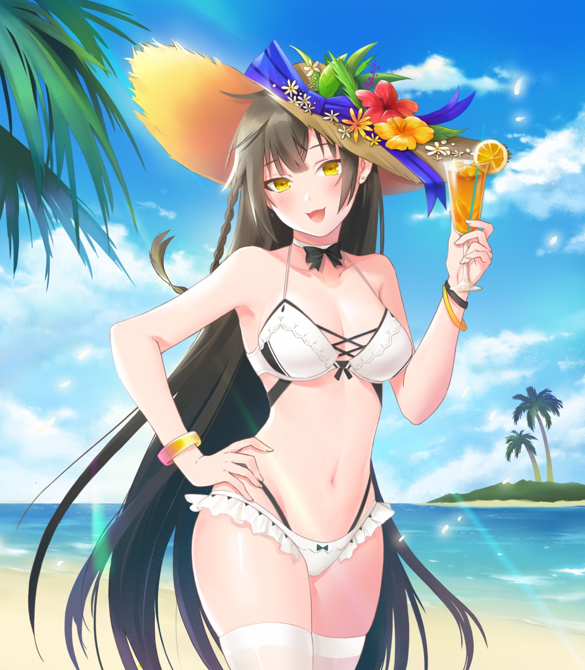bikini, cleavage, lianzirong, swimsuits, thighhighs