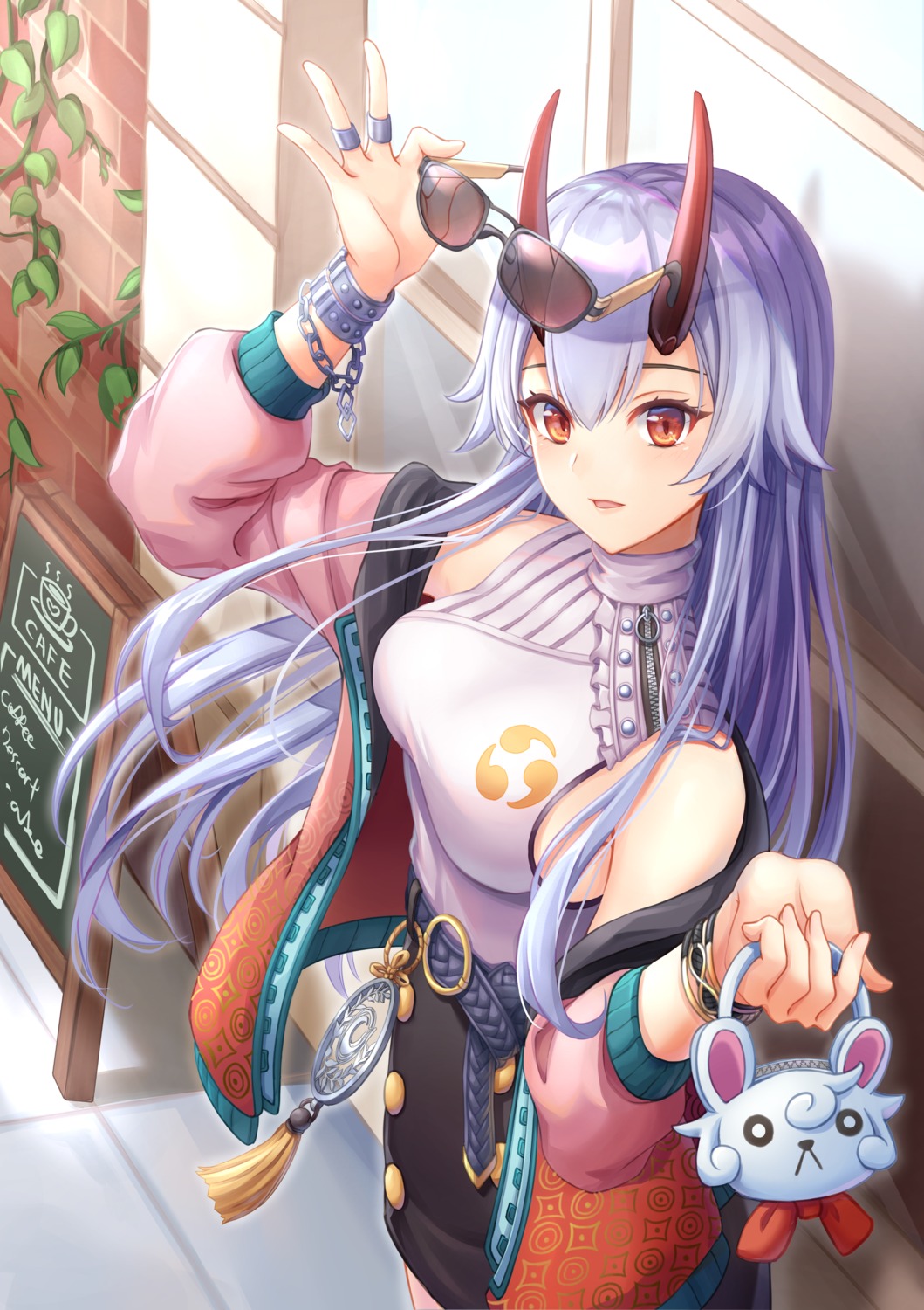 fate/grand_order, horns, megane, star-ring, tomoe_gozen_(fate)