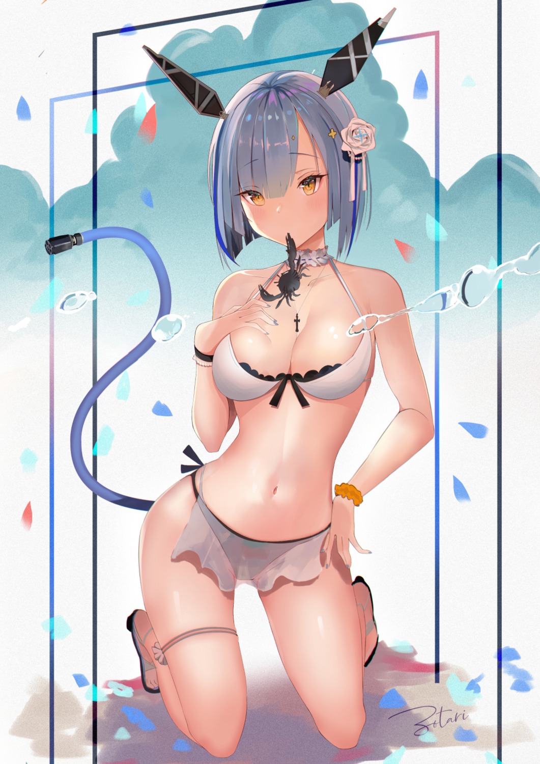 azur_lane, bikini, garter, gascogne_(azur_lane), see_through, swimsuits, tail, zotari