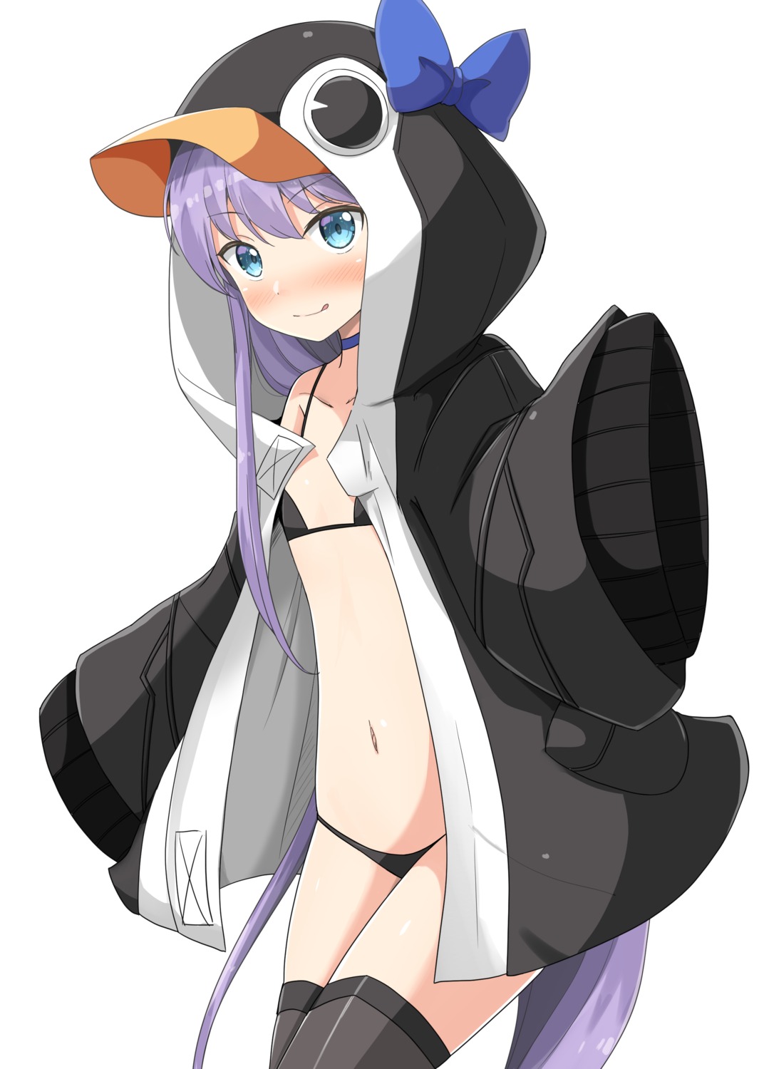 aikawa_ryou, bikini, fate/grand_order, meltryllis, open_shirt, penguin, swimsuits, thighhighs