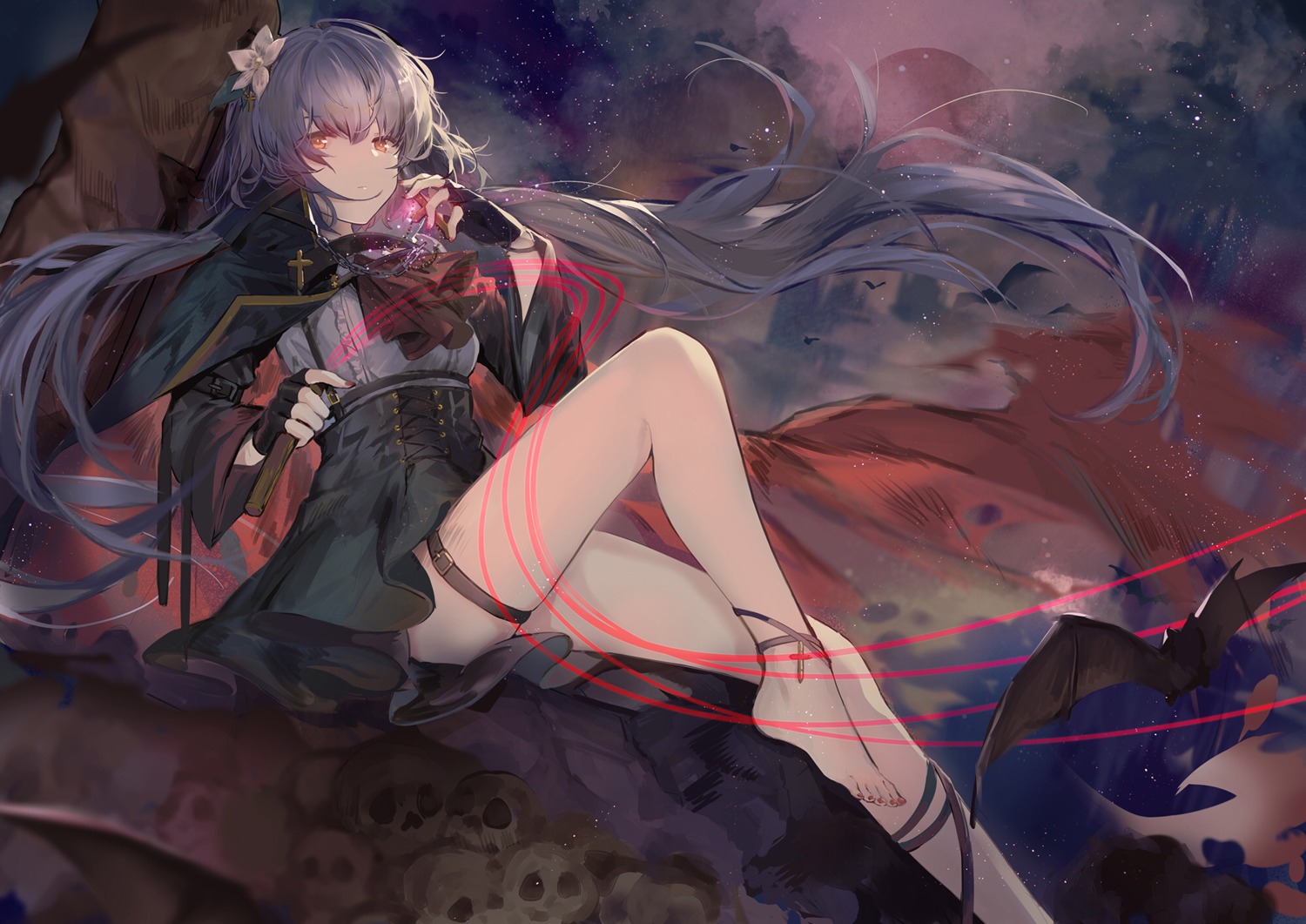 garter, kita_(kitairoha), touhou, tsukumo_benben