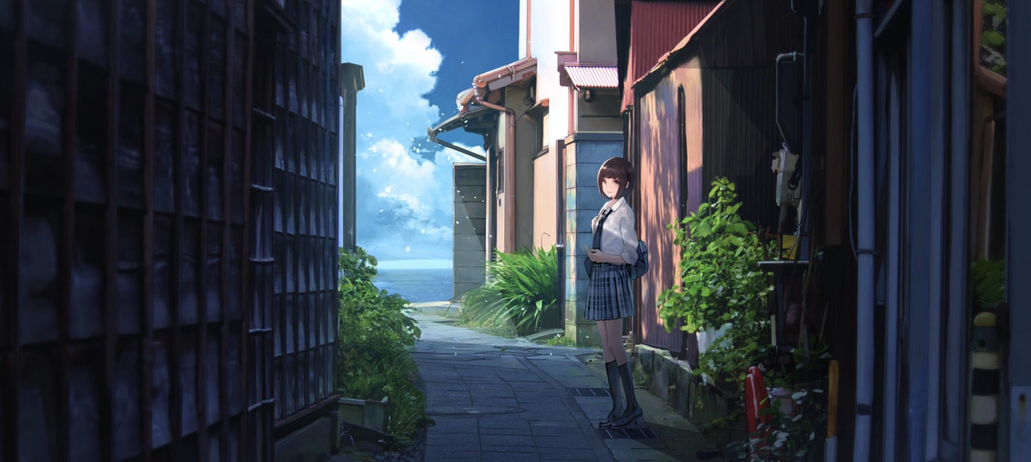 landscape, seifuku, soraciel