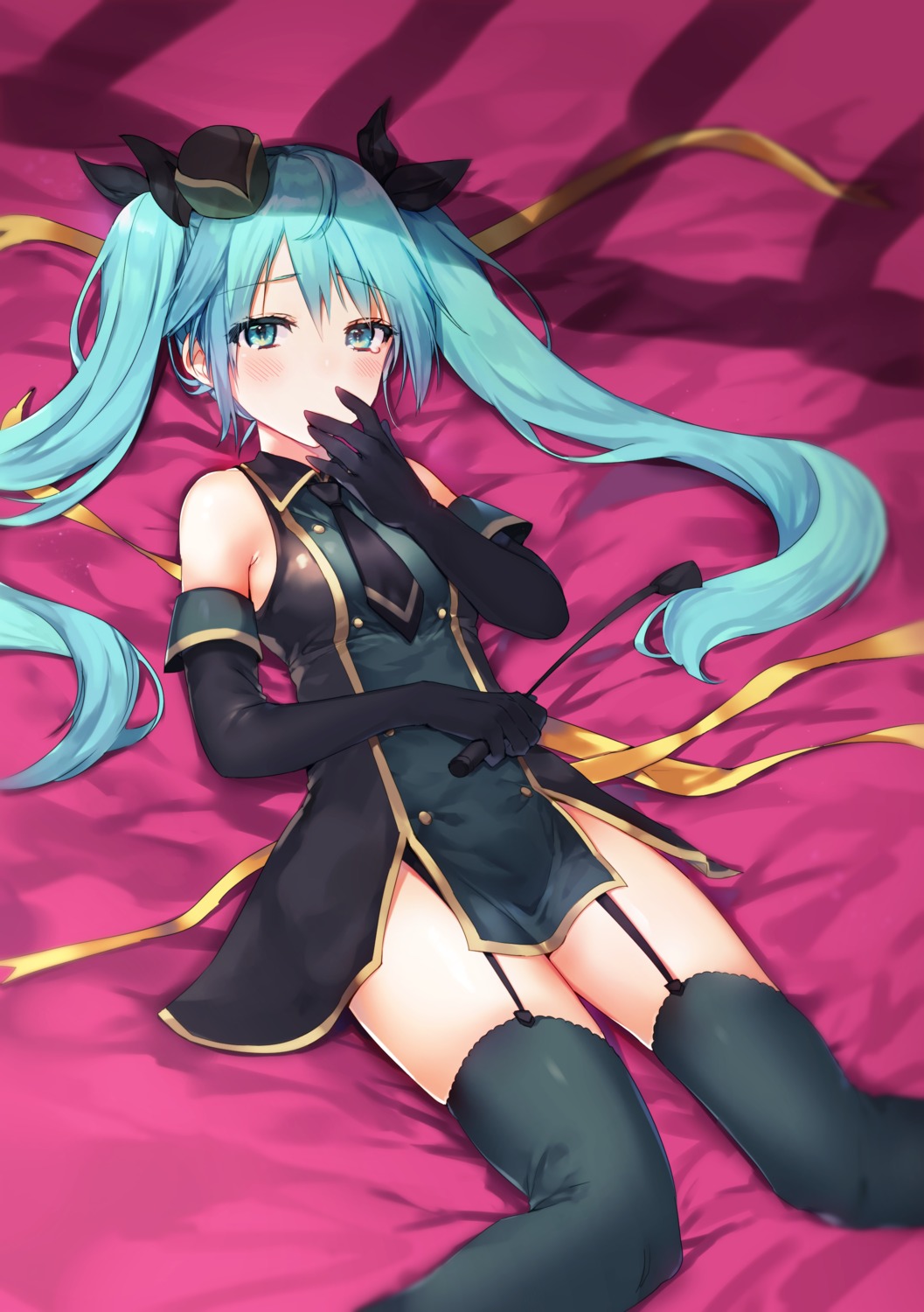 breast_hold, hatsune_miku, lgw7, stockings, thighhighs, vocaloid
