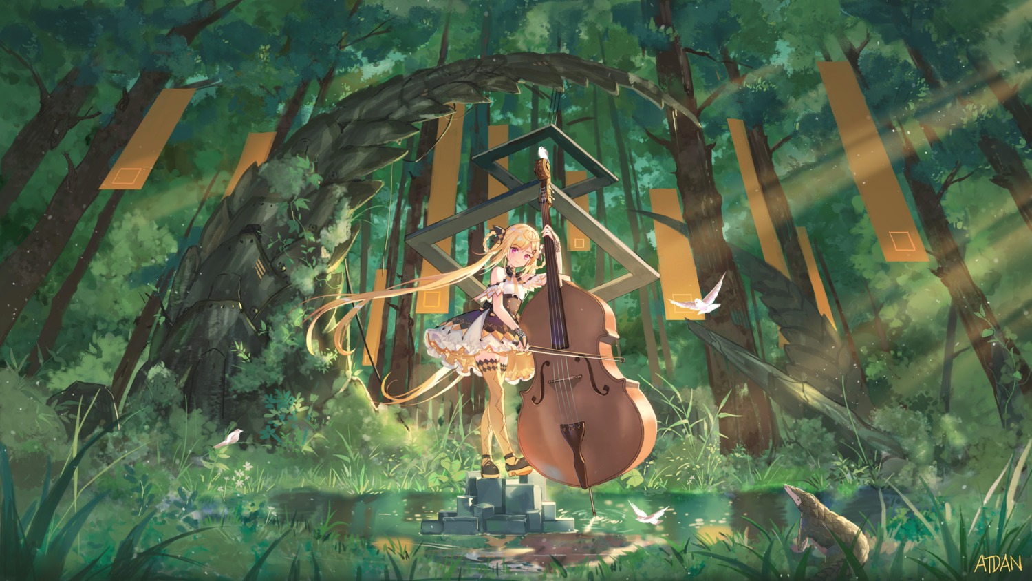 atdan, dress, landscape, shian_(synthesizer_v), synthesizer_v, thighhighs