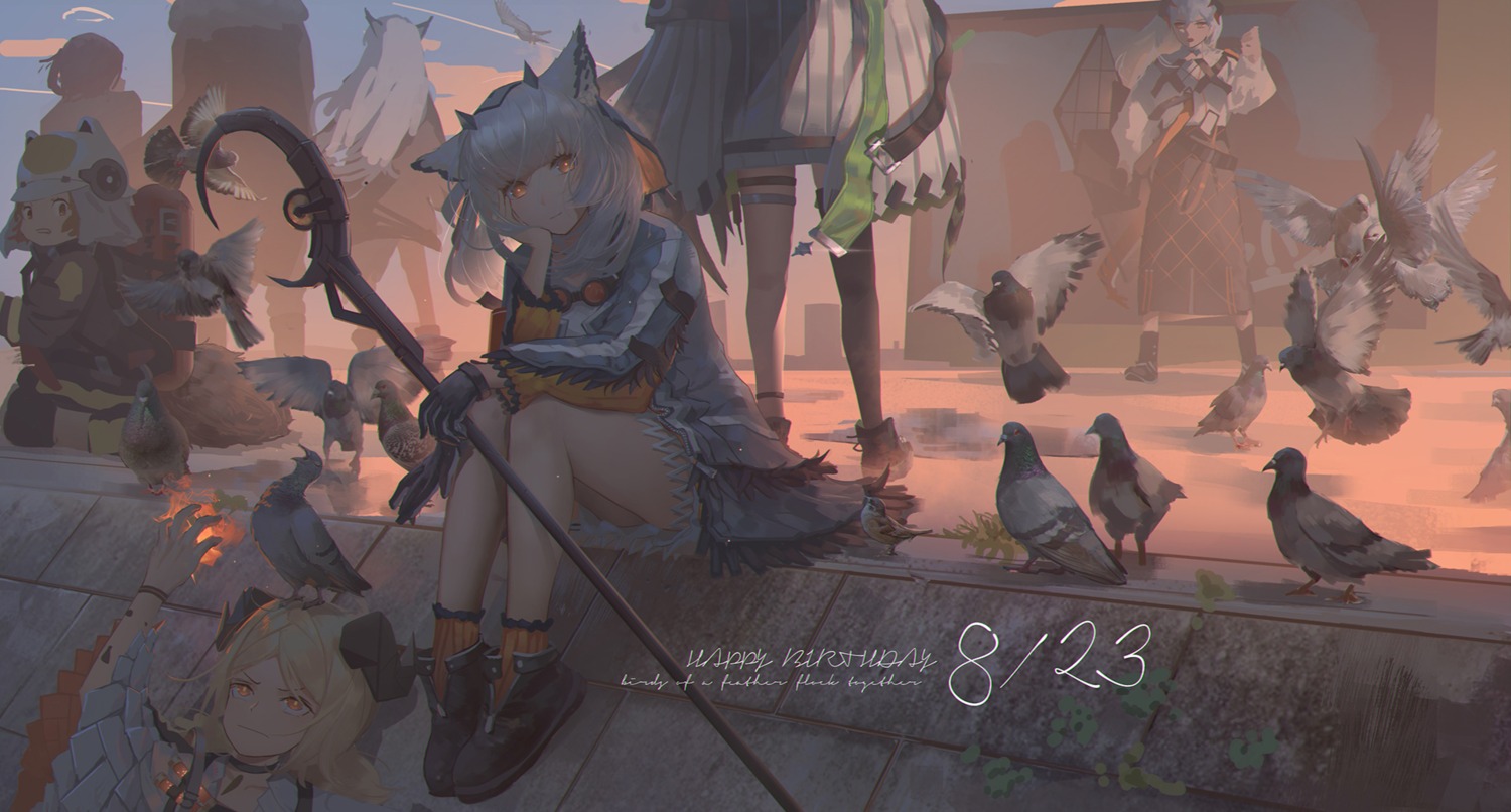 animal_ears, arknights, exusiai_(arknights), garter, hinoborukaku, horns, ifrit_(arknights), kal'tsit_(arknights)