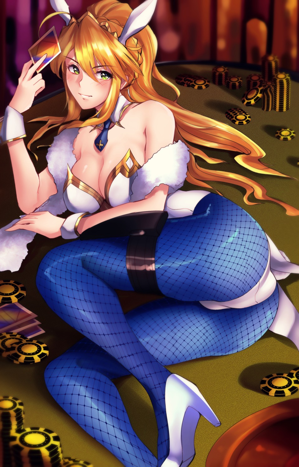 animal_ears, artoria_pendragon_(fate), ass, bunny_ears, bunny_girl, fate/grand_order, fishnets, garter