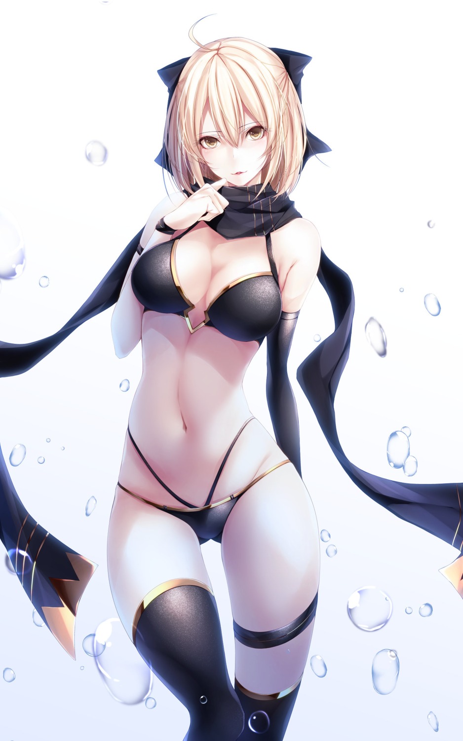 bikini, cleavage, fate/grand_order, garter, okita_souji_(fate), swimsuits, thighhighs, yoaferia