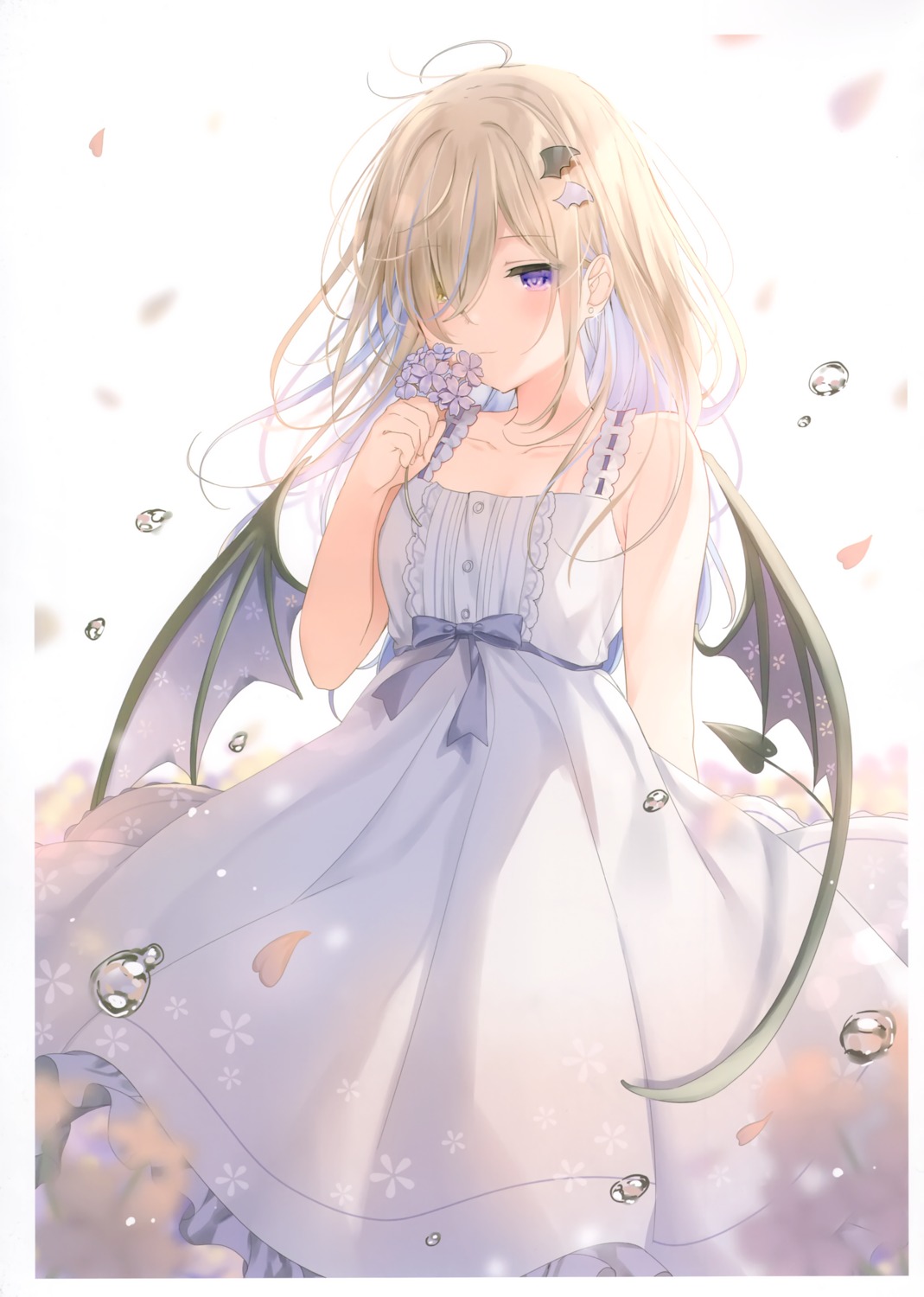 dress, heterochromia, mafuyu_(chibi21), rurudot, ruty, summer_dress, tail, wings