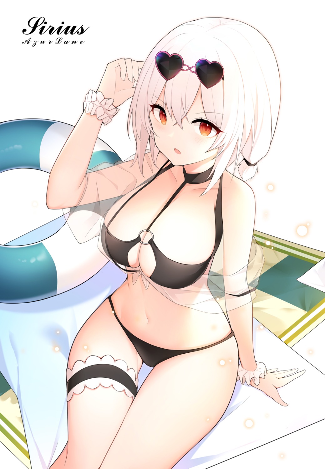 azur_lane, bikini, garter, megane, paaru, see_through, sirius_(azur_lane), swimsuits