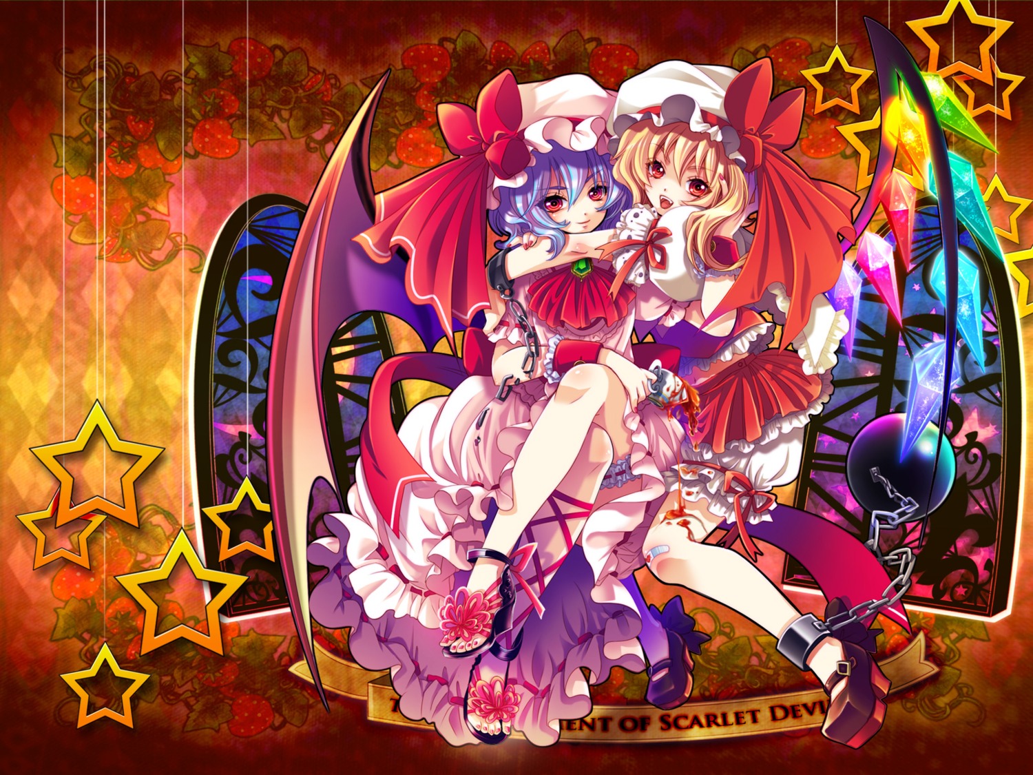 flandre_scarlet, remilia_scarlet, shima_tiyo, touhou, wallpaper