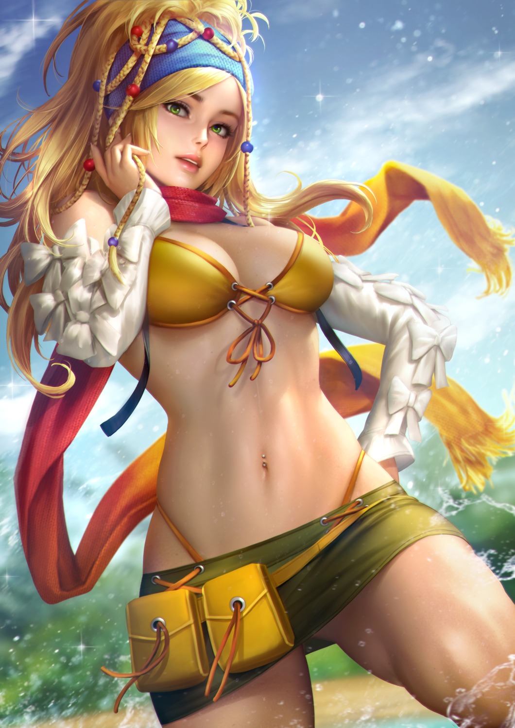 bikini, final_fantasy, final_fantasy_x, final_fantasy_x-2, nudtawut_thongmai, rikku, swimsuits, wet