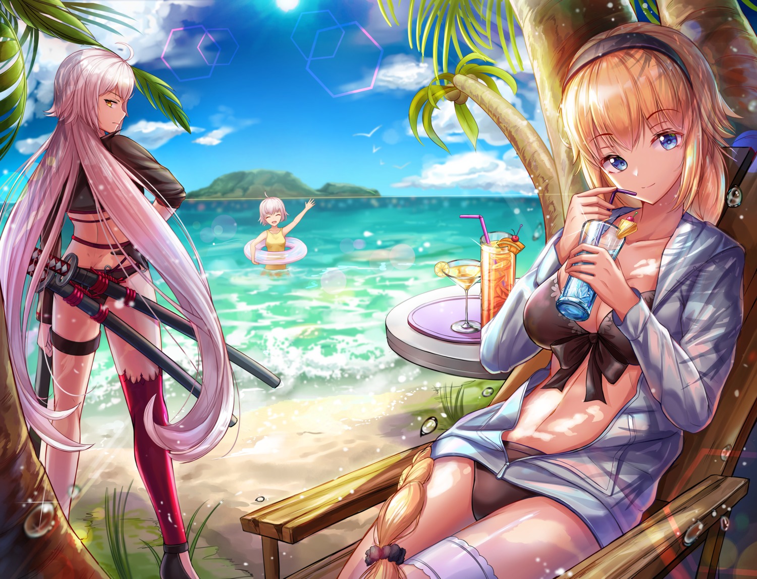 bikini, cleavage, cow-ring, fate/grand_order, garter, jeanne_d'arc, jeanne_d'arc_(fate), jeanne_d'arc_alter_(fate)