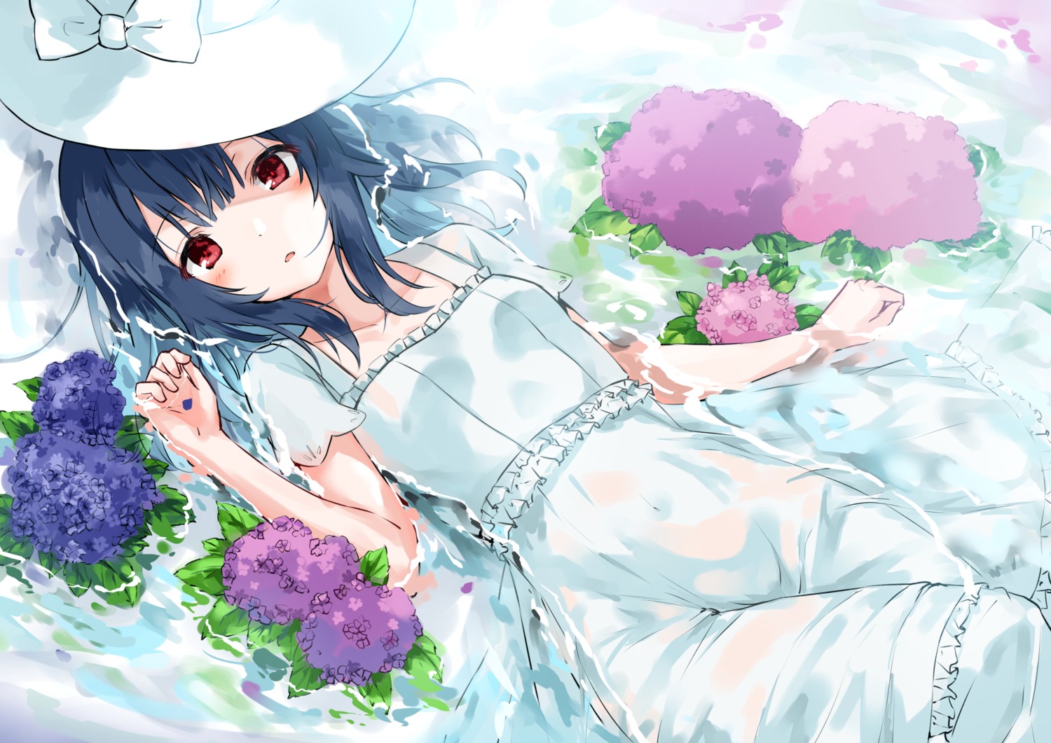 dress, minikon, morino_rinze, see_through, summer_dress, the_idolm@ster, the_idolm@ster_shiny_colors, wet