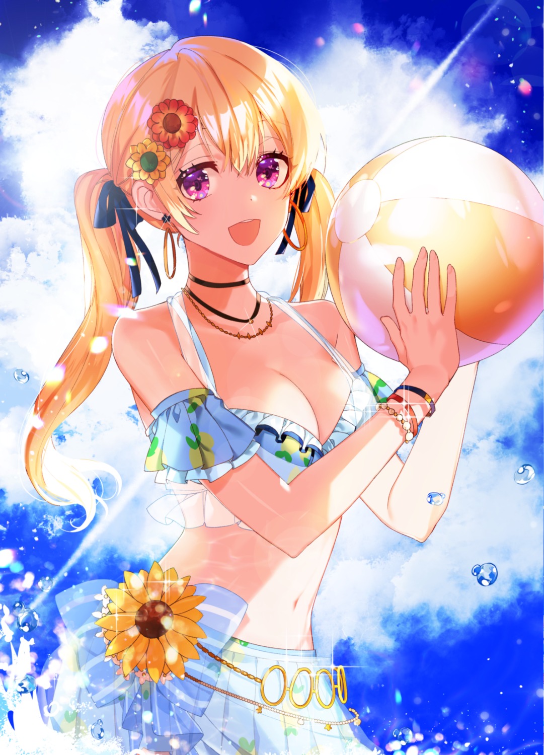 bang_dream!, bikini_top, cleavage, s2riridoll, shirasagi_chisato, swimsuits