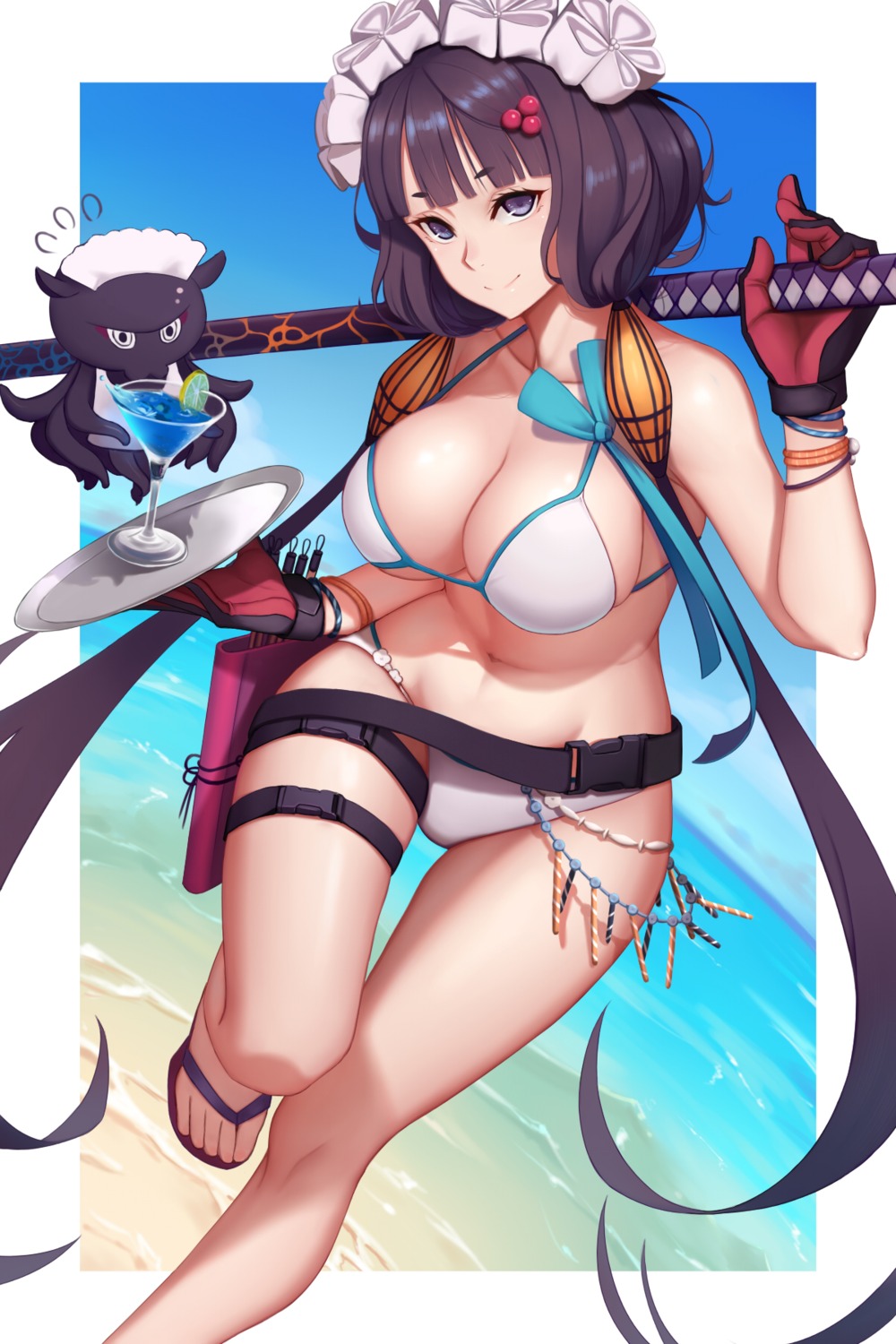 bikini, dydydyok, fate/grand_order, garter, katsushika_hokusai_(fate), swimsuits, sword
