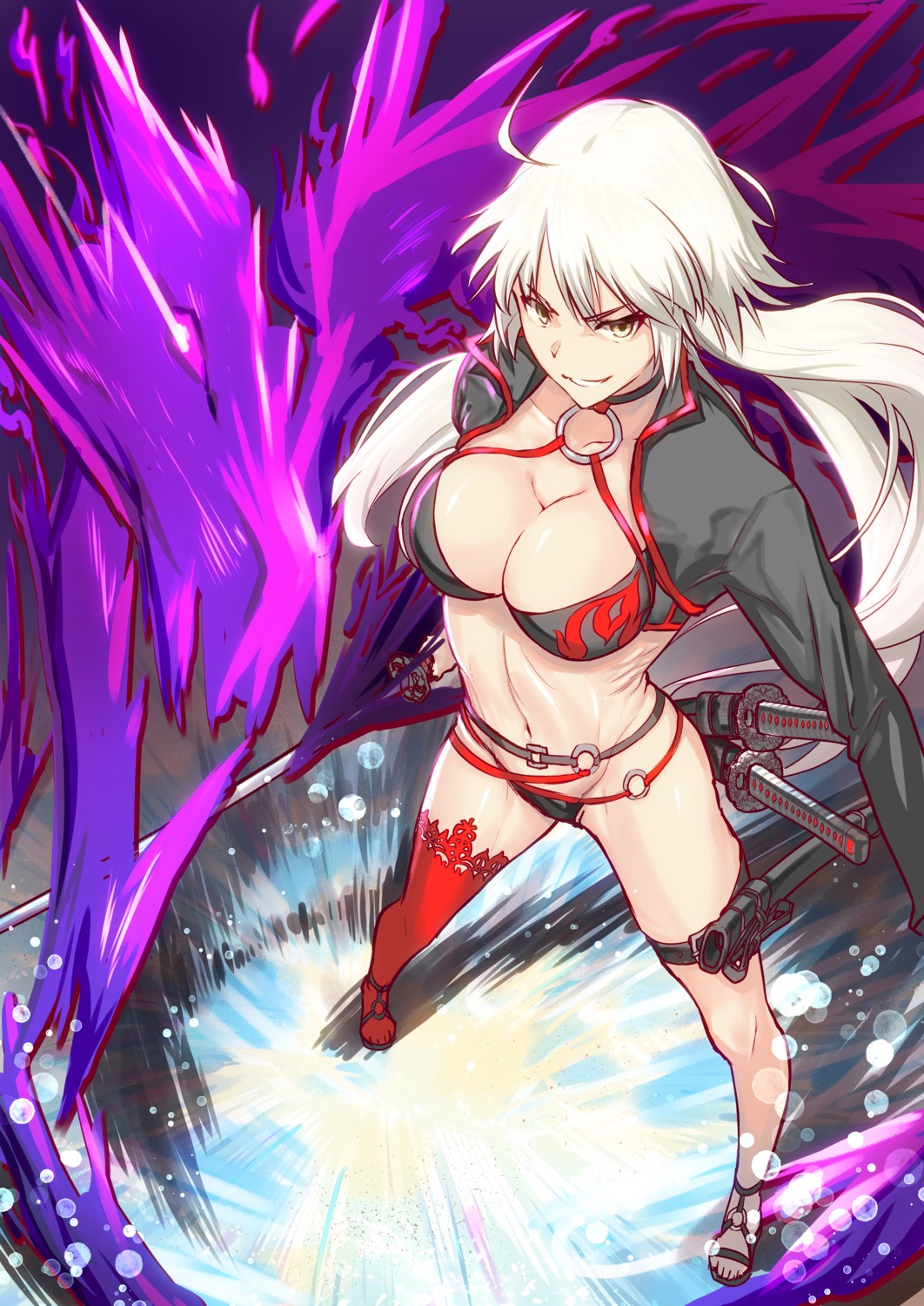 bikini, fate/grand_order, garter, jeanne_d'arc, jeanne_d'arc_alter_(fate), nakanishi_tatsuya, swimsuits, sword