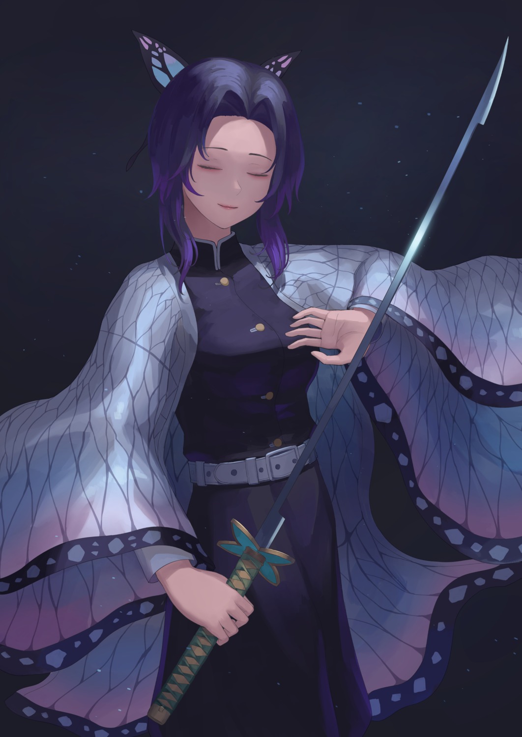 japanese_clothes, kimetsu_no_yaiba, kochou_shinobu, rinmmo, sword, uniform