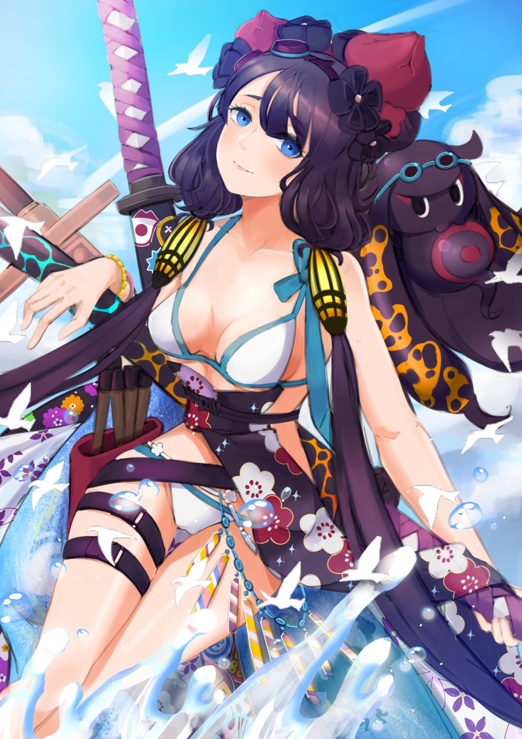 angruoxin, bikini, fate/grand_order, garter, katsushika_hokusai_(fate), swimsuits, sword
