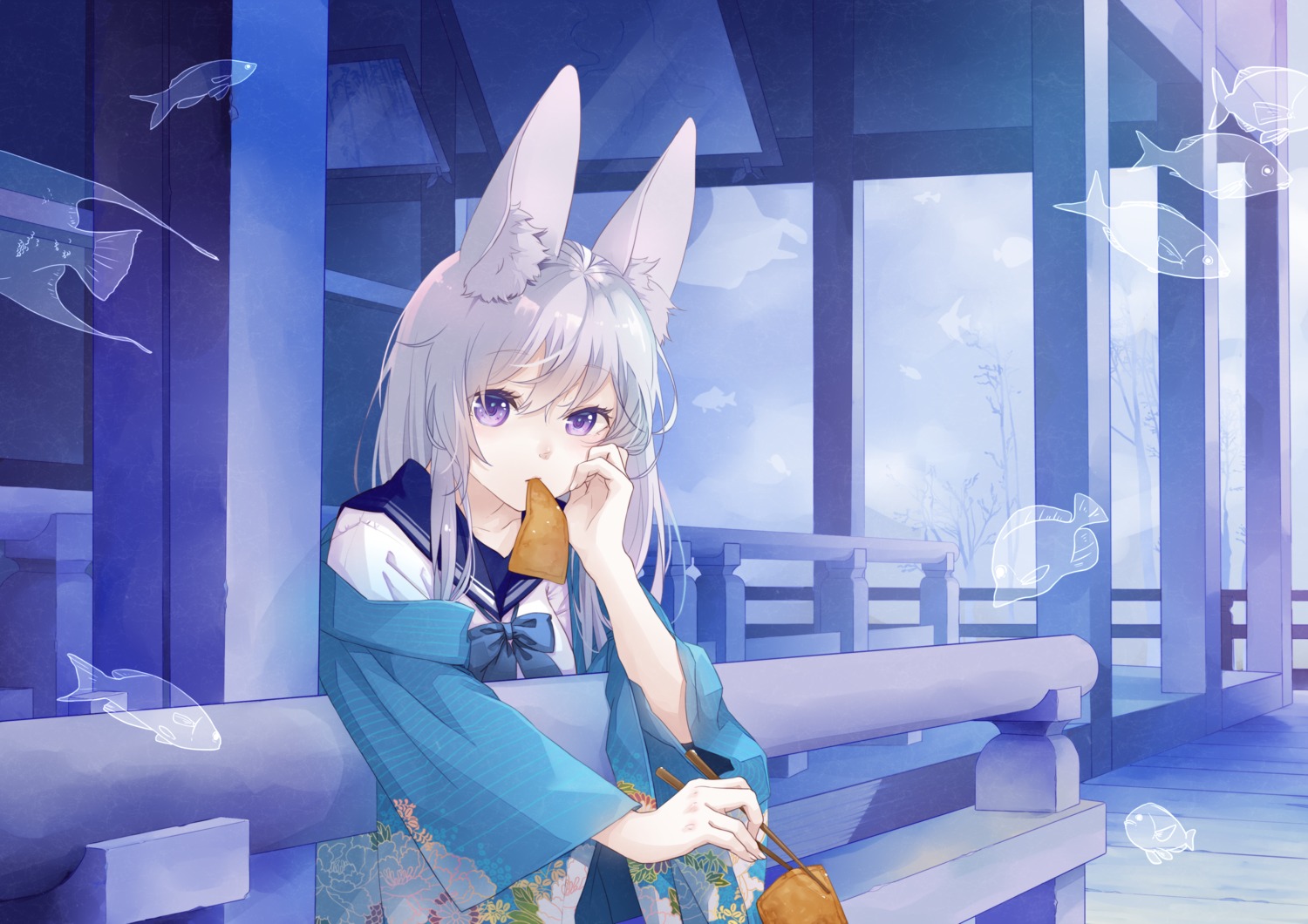 animal_ears, japanese_clothes, seifuku, sekii