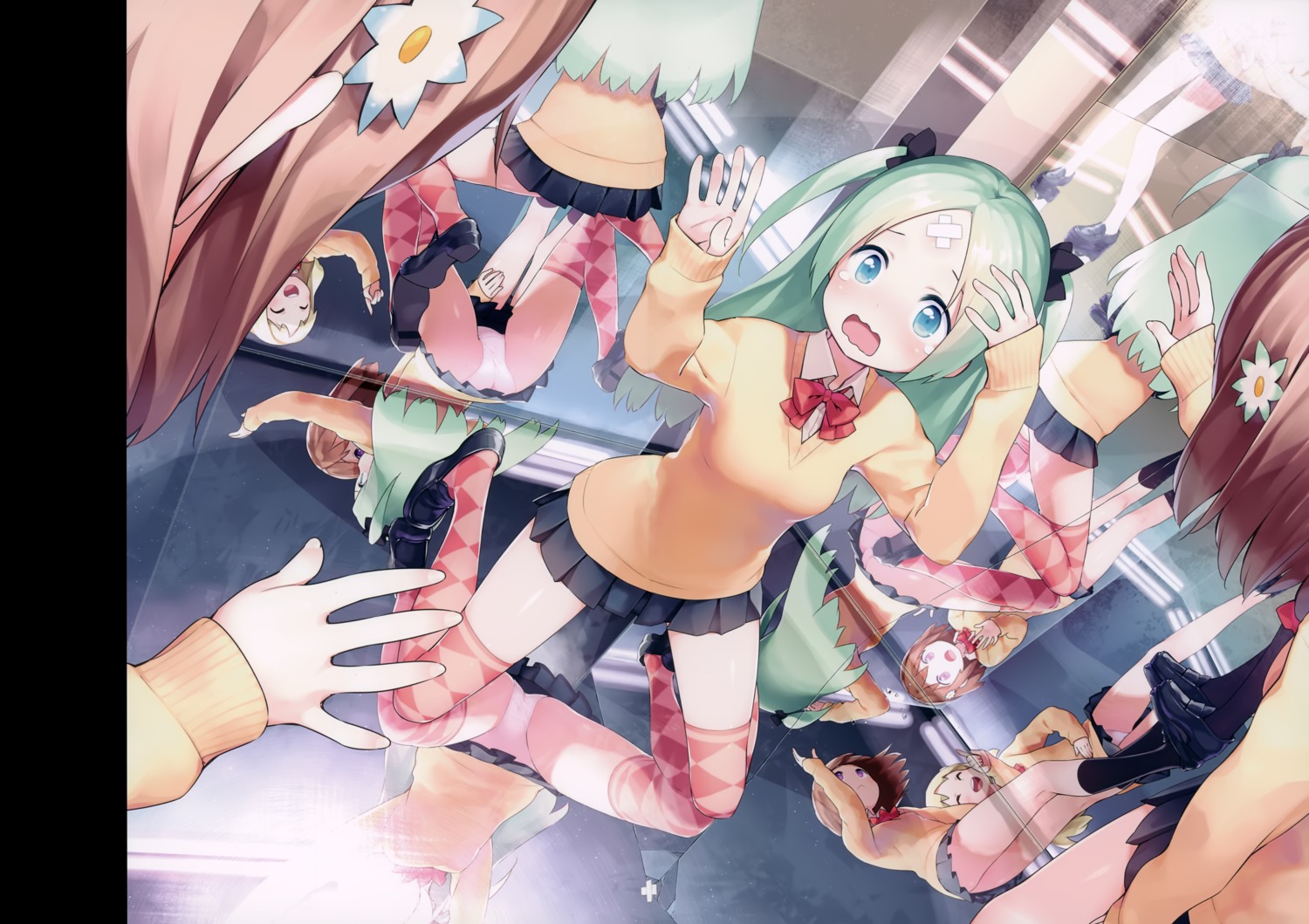 bandaid, gayarou, pantsu, seifuku, sweater, thighhighs