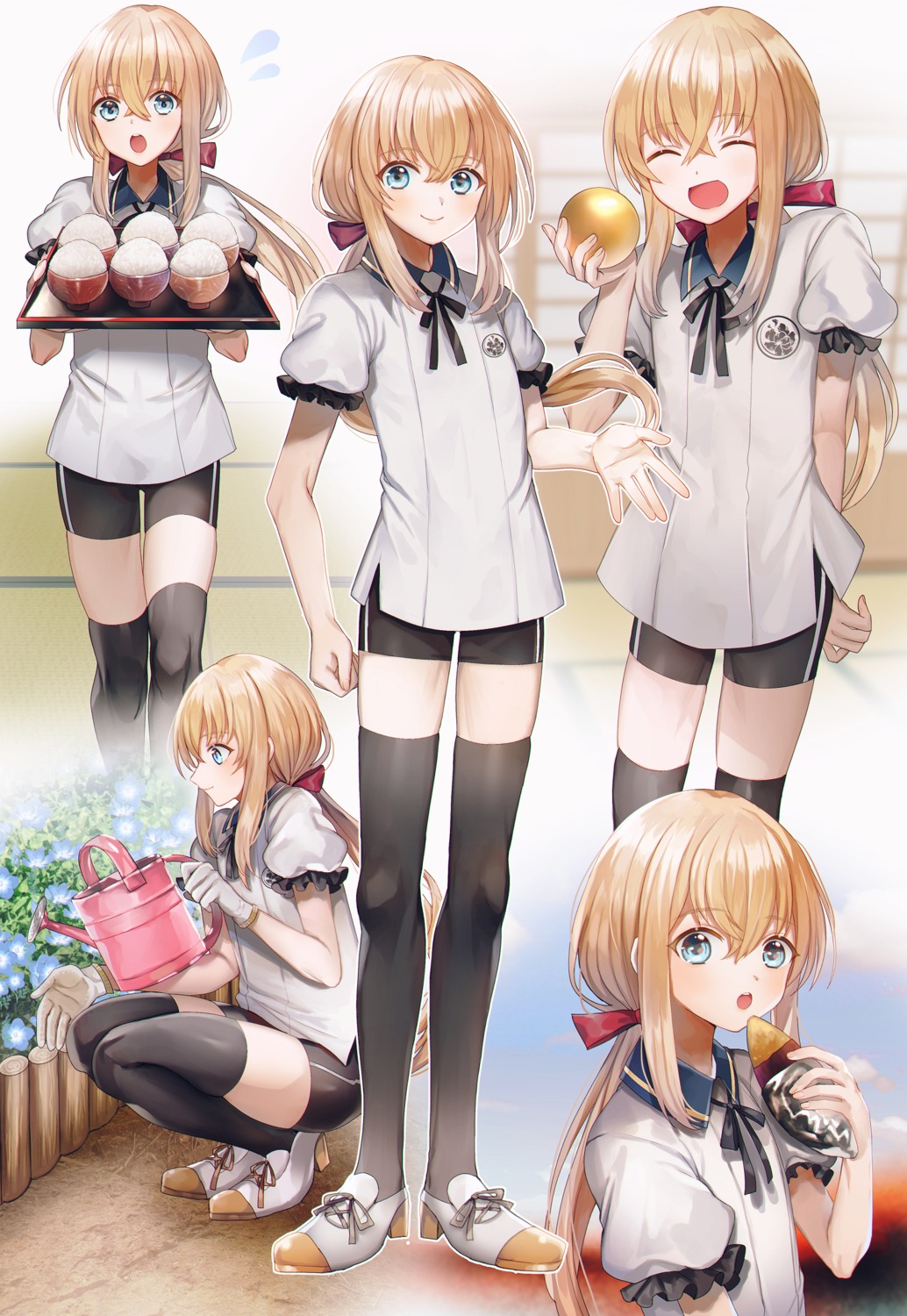 abandon_ranka, bike_shorts, heels, midare_toushirou, seifuku, thighhighs, touken_ranbu, trap