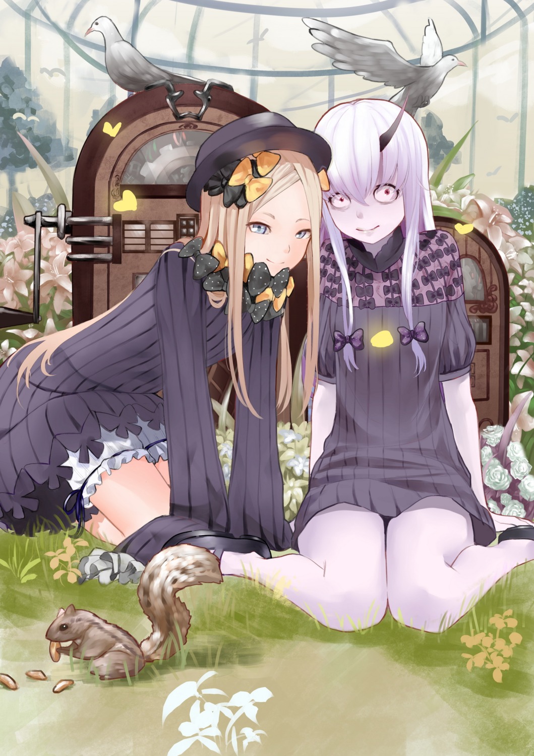 abigail_williams_(fate), bloomers, dress, fate/grand_order, horns, lavinia_whateley_(fate/grand_order), nonh_(wormoftank)