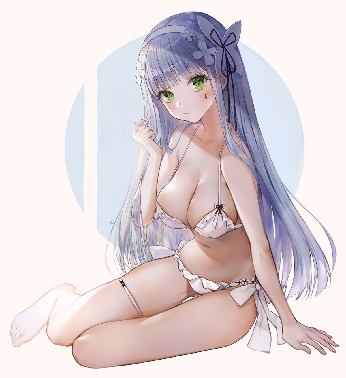 artist_revision, bikini, garter, girls_frontline, hk416_(girls_frontline), minncn, swimsuits