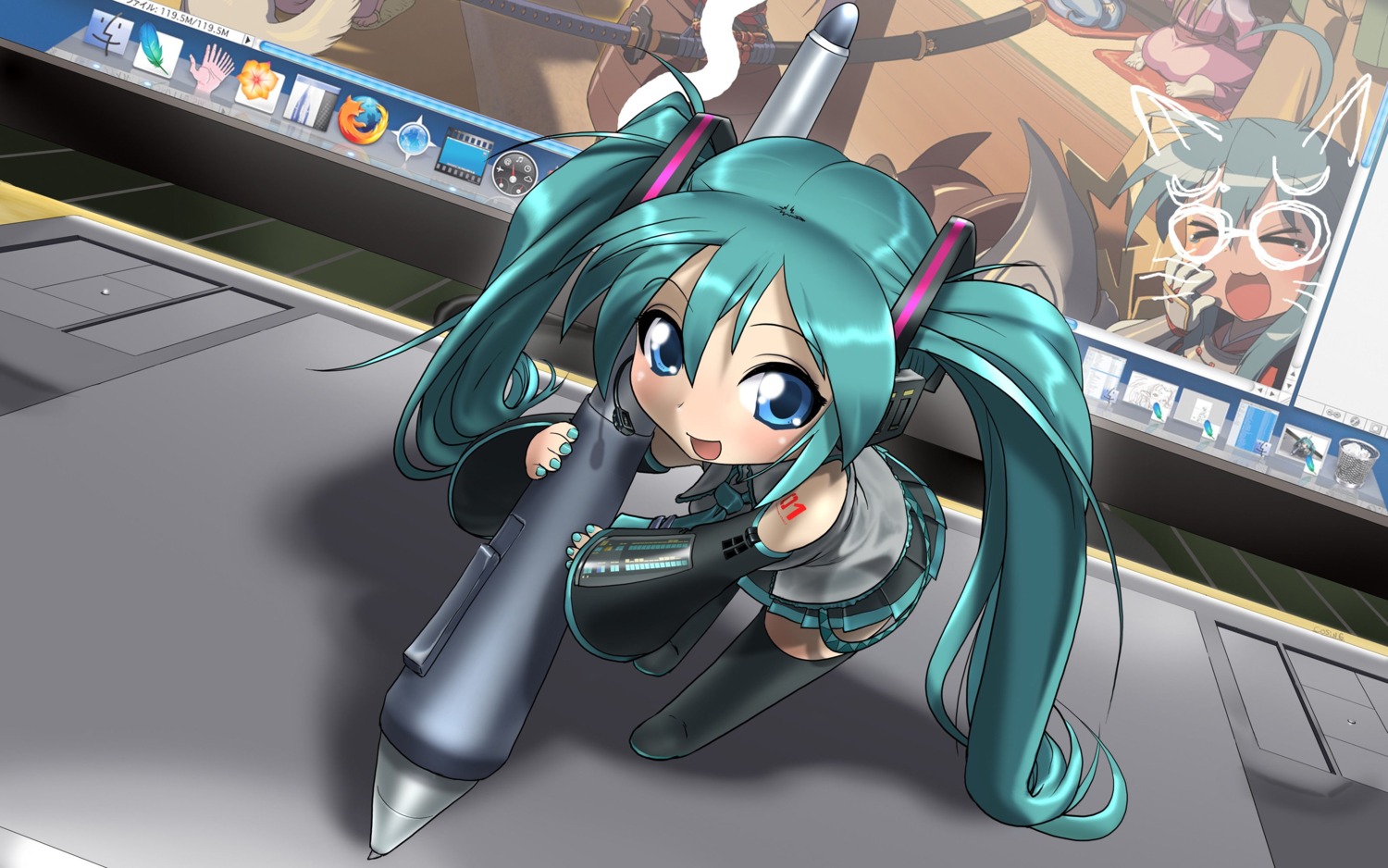 chibi, cosine, hatsune_miku, thighhighs, vocaloid