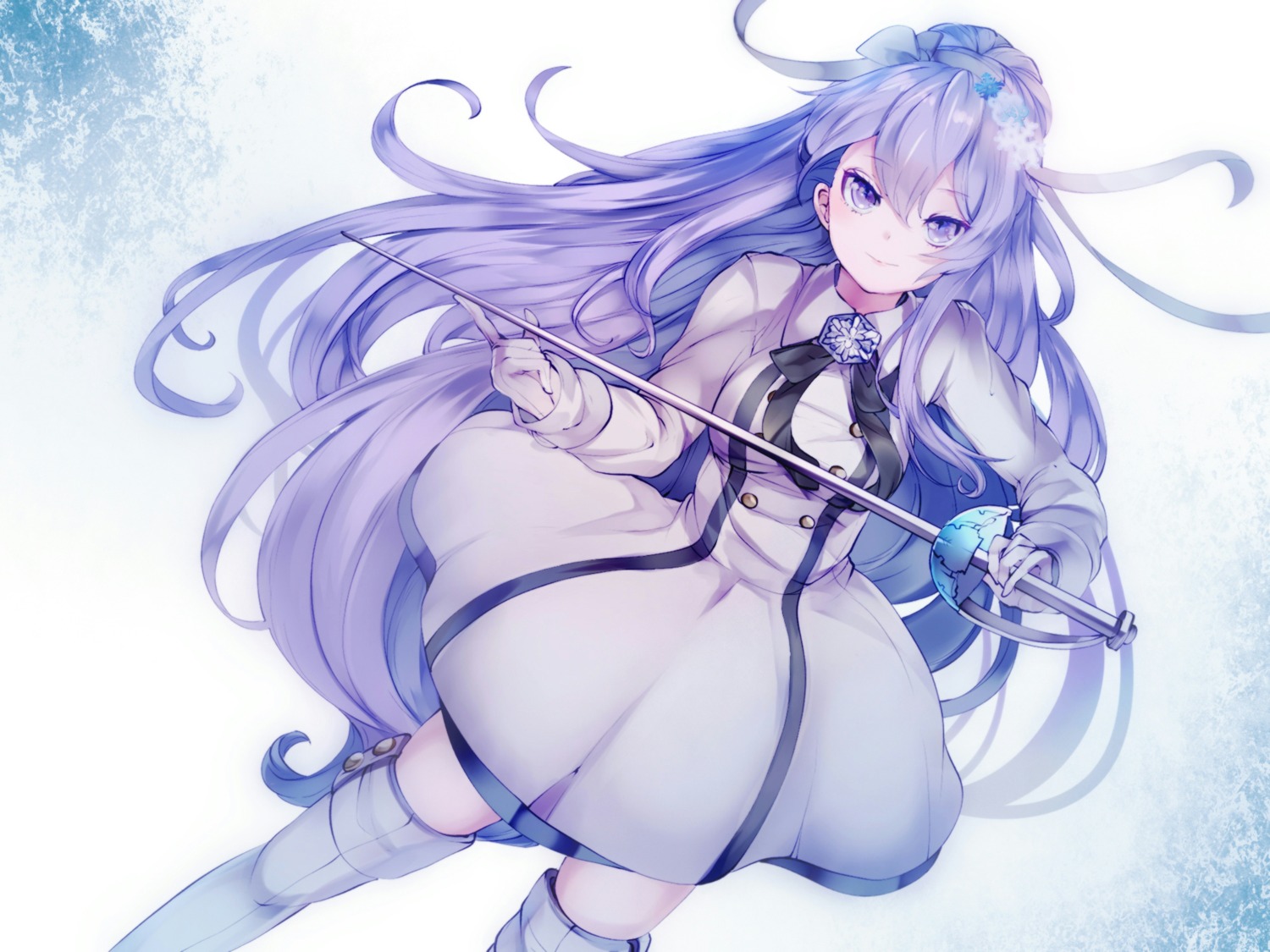 dress, sword, thighhighs, ultimate_school, yaekn