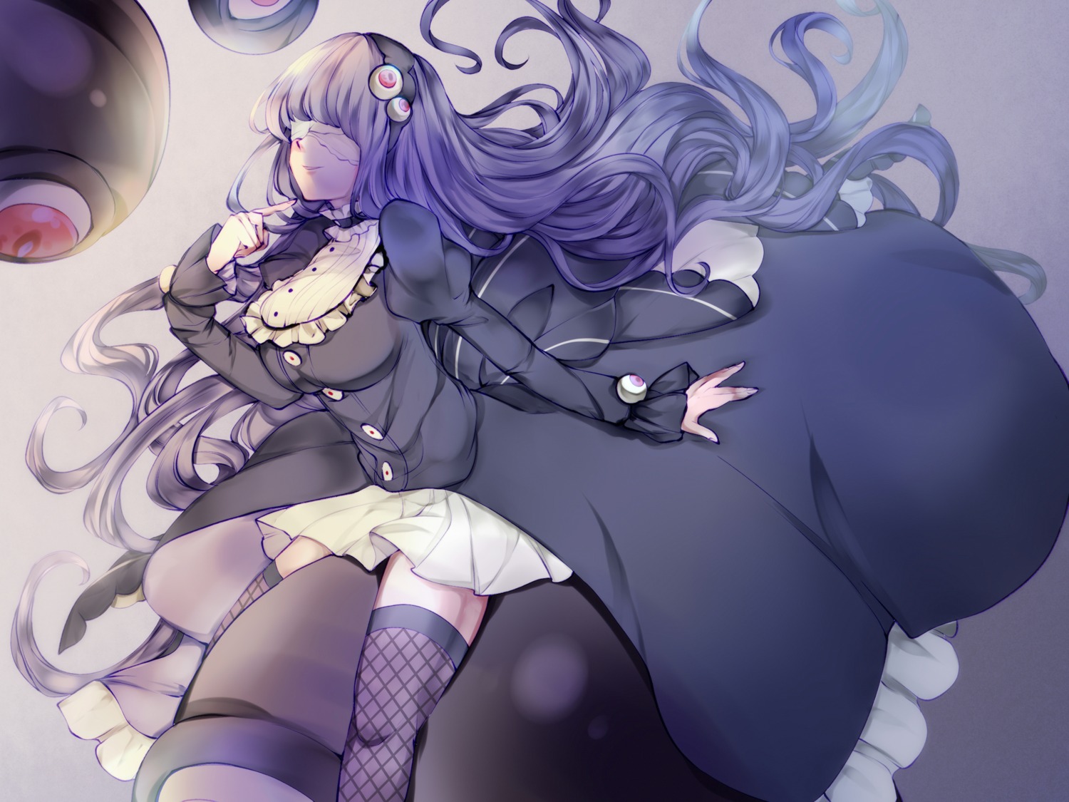 dress, fishnets, thighhighs, ultimate_school, yaekn