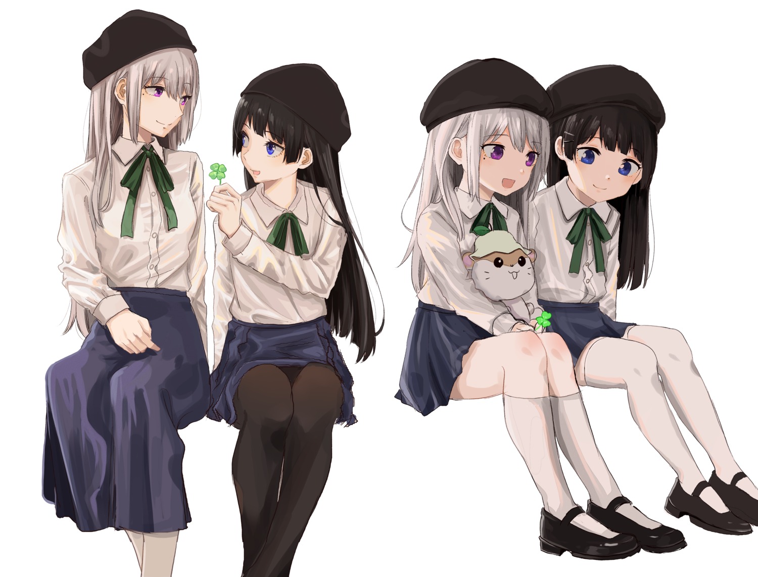 higuchi_kaede, ibuki_(ibuki0118), nijisanji, pantyhose, seifuku, thighhighs, tsukino_mito