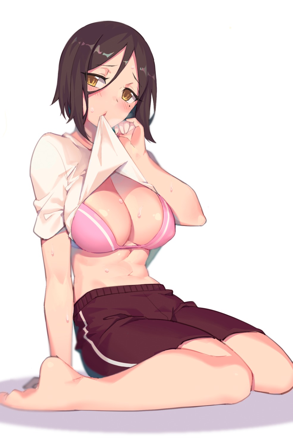 bra, dumbbell_nan-kilo_moteru?, fiodo, shirt_lift, tachibana_satomi, wet