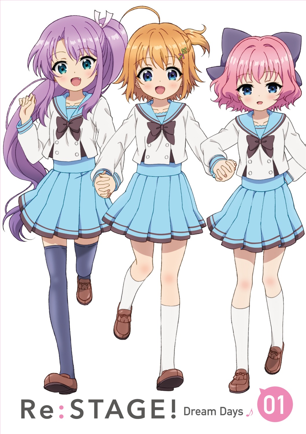 disc_cover, hiiragi_kae, re:stage!_project, seifuku, shikimiya_mana, taniguchi_motohiro, thighhighs, tsukisaka_sayu