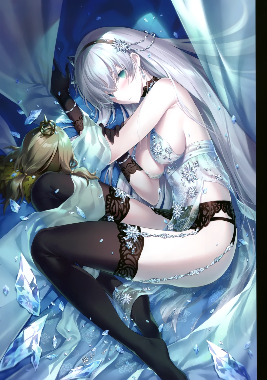 anastasia_(fate/grand_order), cleavage, cosplay, dress, fate/grand_order, garter_belt, kousaki_rui, pantsu, see_through, stockings, thighhighs