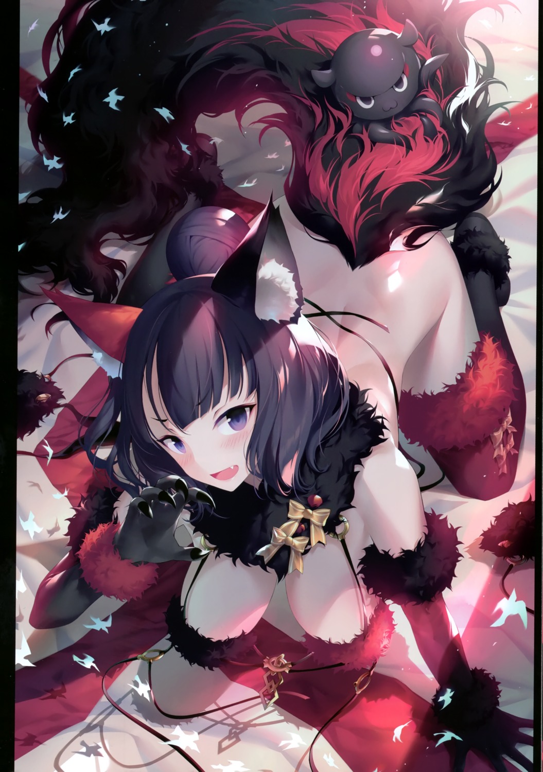 animal_ears, bottomless, bra, cosplay, fate/grand_order, katsushika_hokusai_(fate), kousaki_rui, mash_kyrielight
