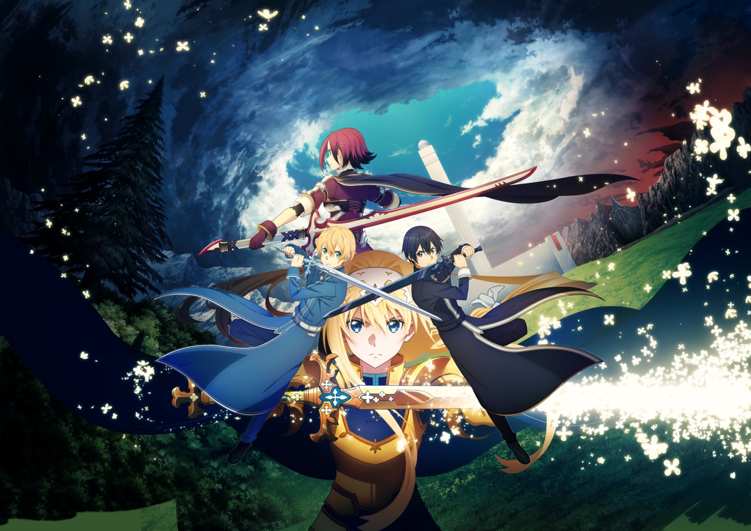 alice_zuberg, armor, eugeo, kirito, medina_orthinanos, sword, sword_art_online, sword_art_online_alicization, sword_art_online_alicization_lycoris, tagme, uniform