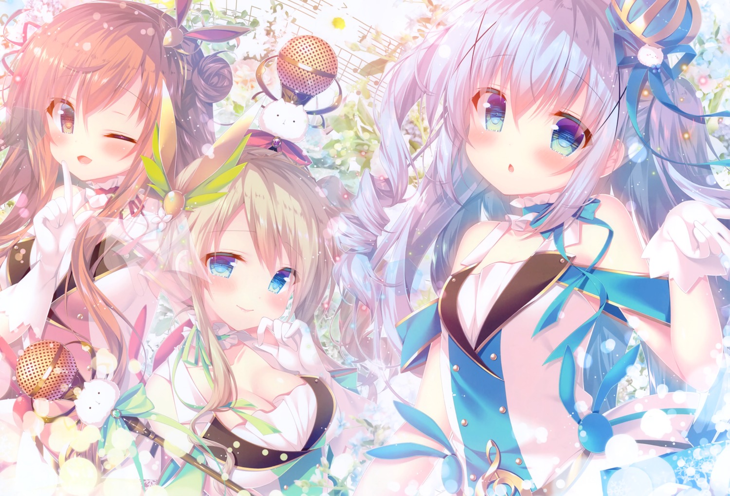 aoyama_midori, cleavage, dress, gochuumon_wa_usagi_desu_ka?, hachimitsu_shoujo, hoto_mocha, kafuu_chino, mitsumomo_mamu