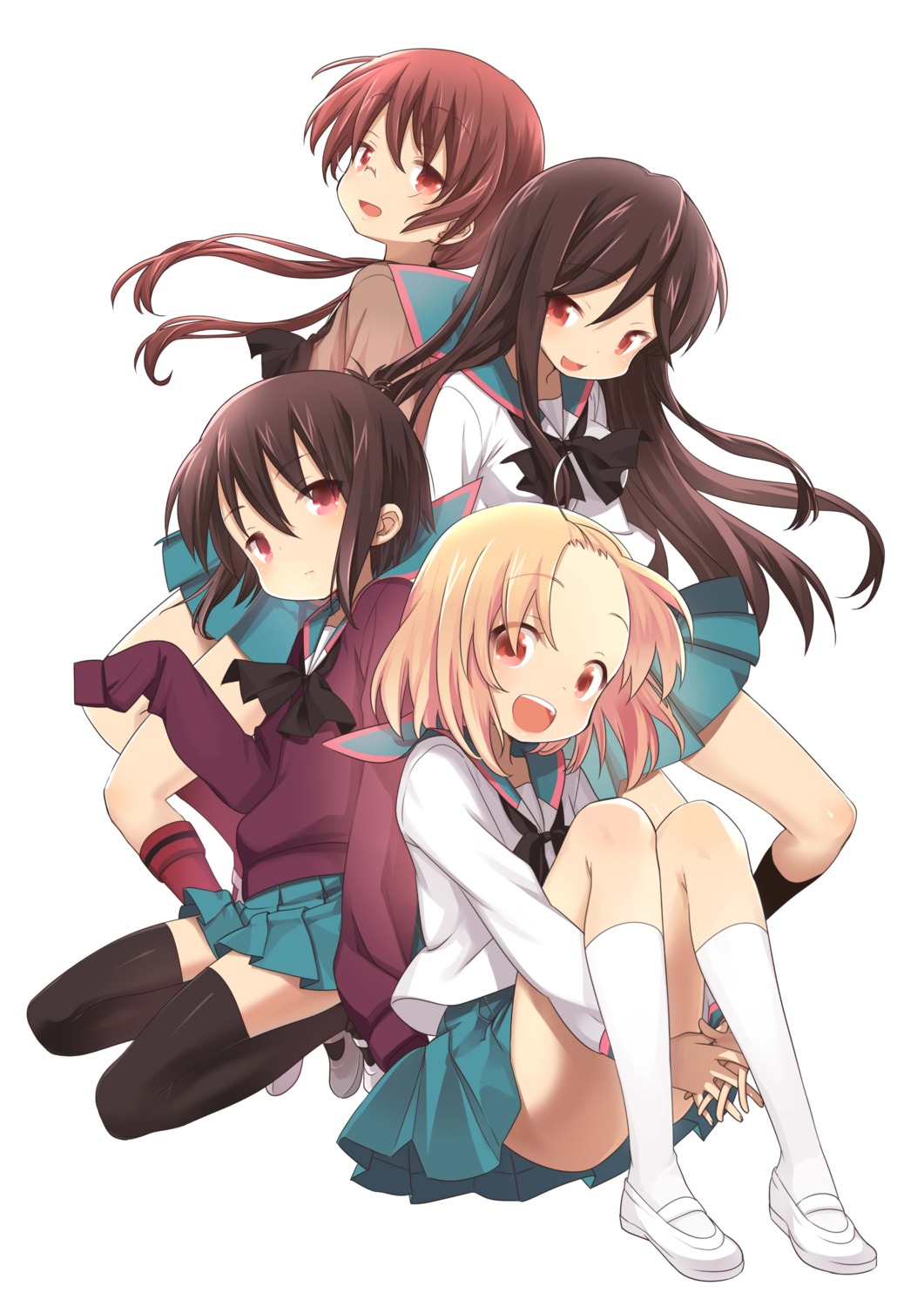 a_channel, ichii_tooru, kuroda_bb, megane, momoki_run, nishi_yuuko, seifuku, skirt_lift, sweater, tennouji_nagisa, thighhighs