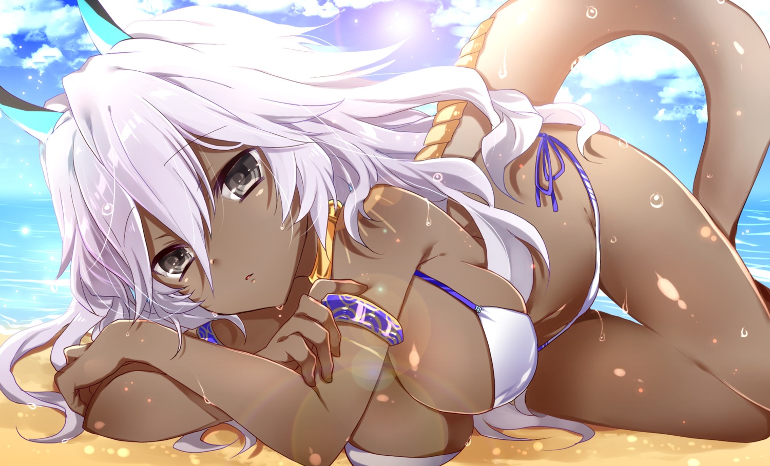 arjuna_(fate), arjuna_alter_(fate), bikini, fate/grand_order, horns, swimsuits, tagme, tail